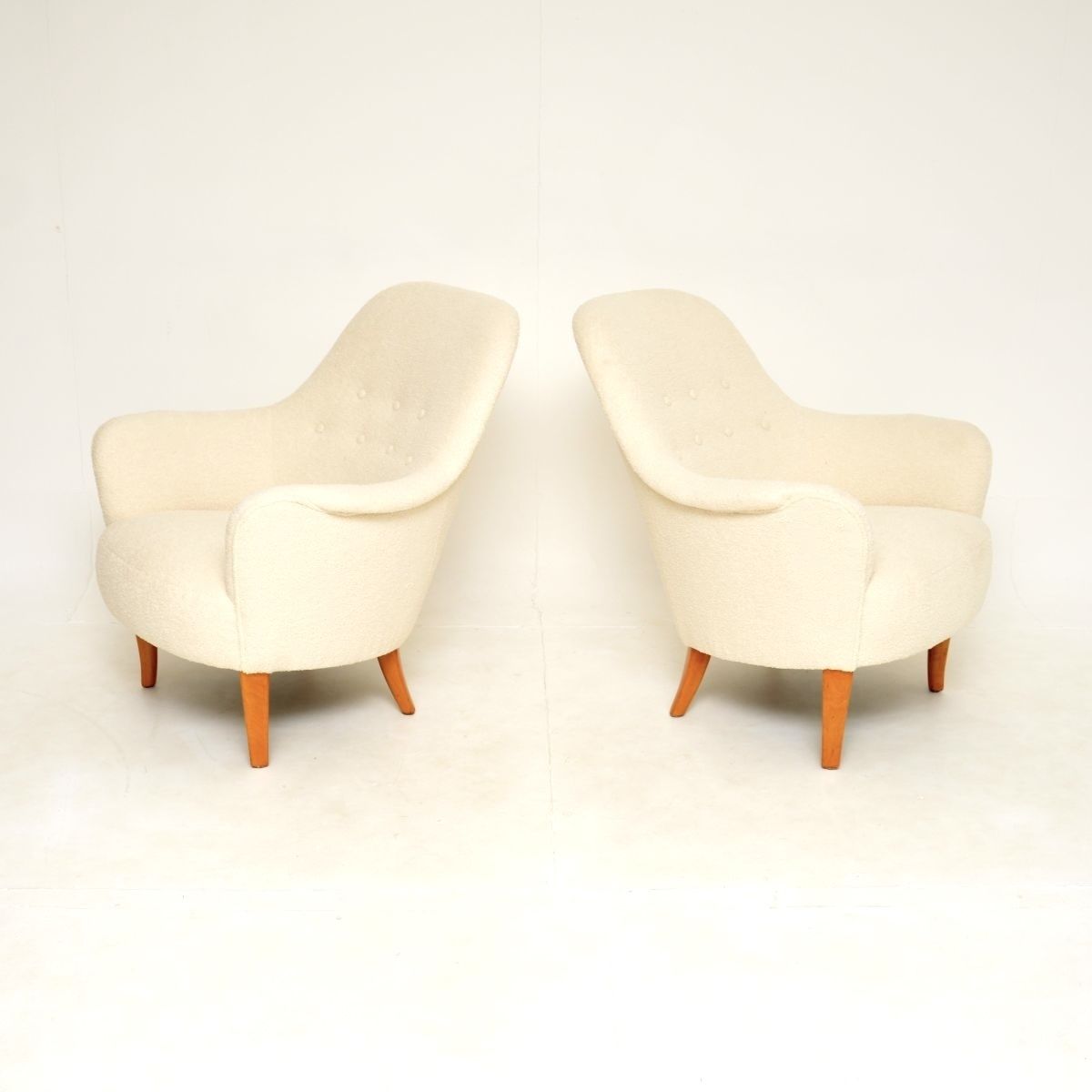 Pair Of Vintage Swedish Cirkus Armchairs By Carl Malmsten photo for sale