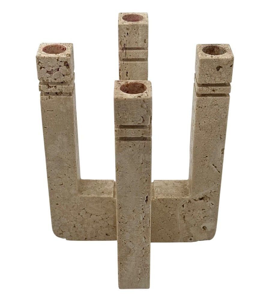 425.0 An Italian 1970s Travertine Candle Holder By Fratelli Mannelli photo
