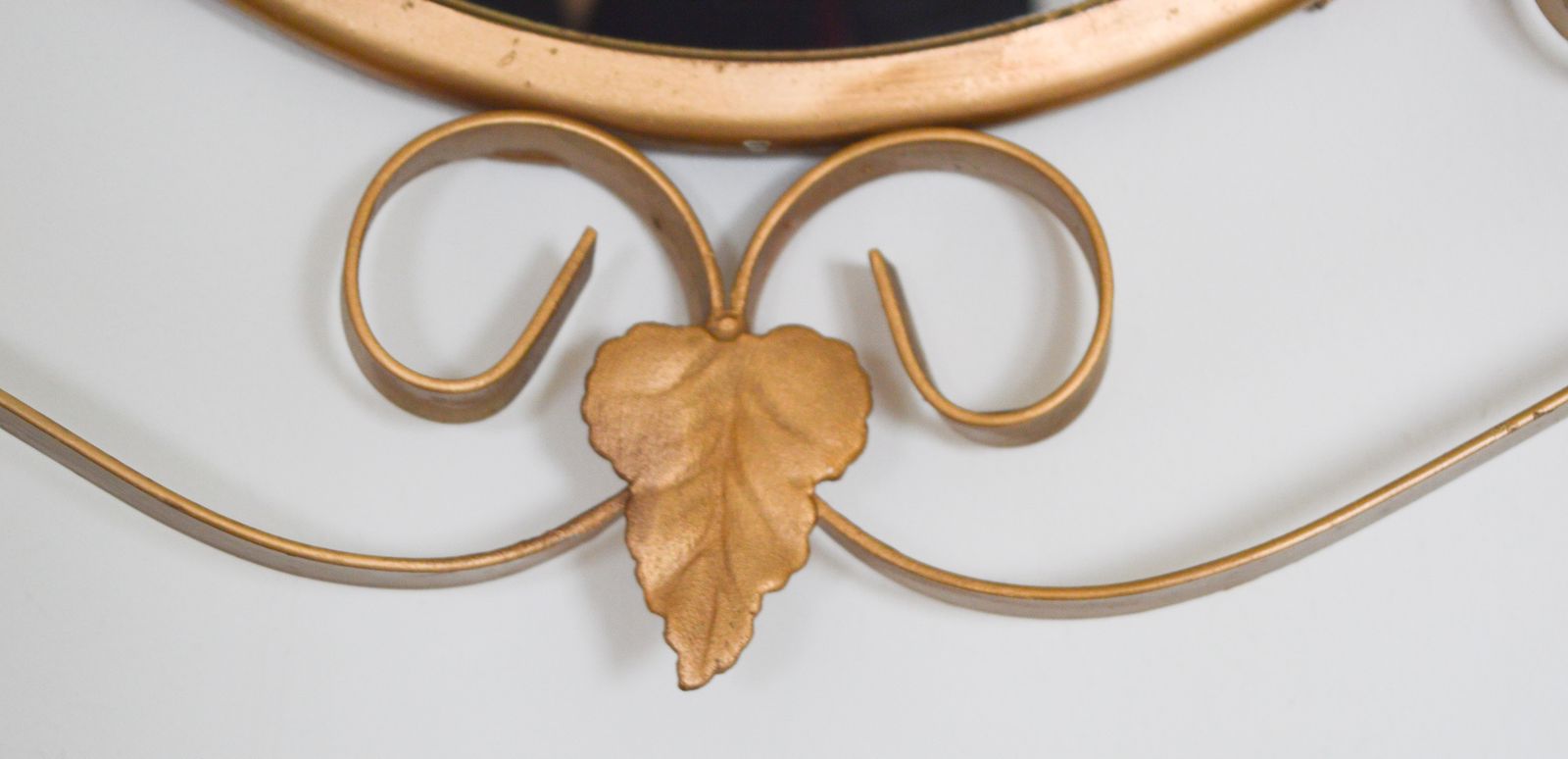 Retro 1970s Convex Gold Leaf Mirror: Metal Wall Decor photo 60.0