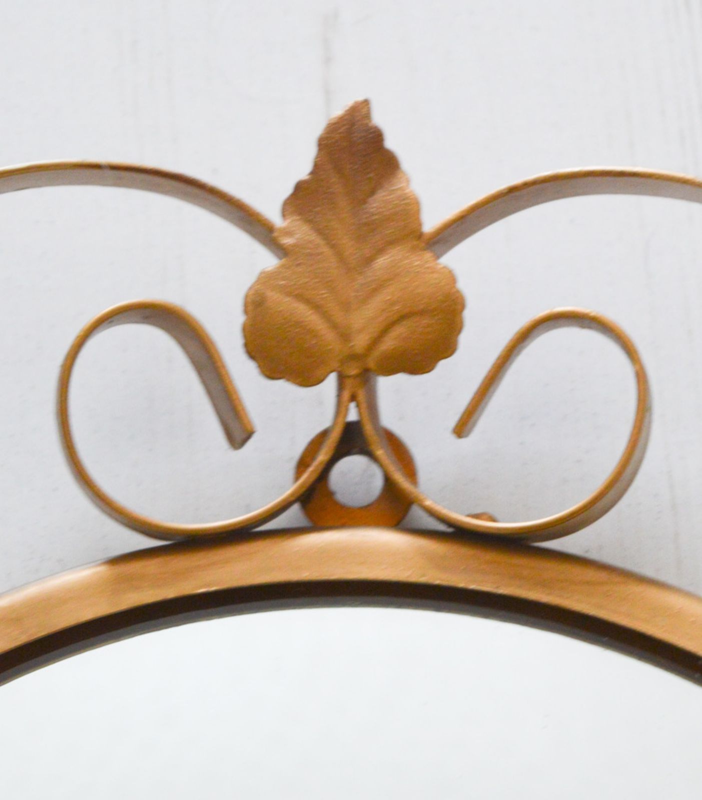 Retro 1970s Convex Gold Leaf Mirror: Metal Wall Decor photo vinterior