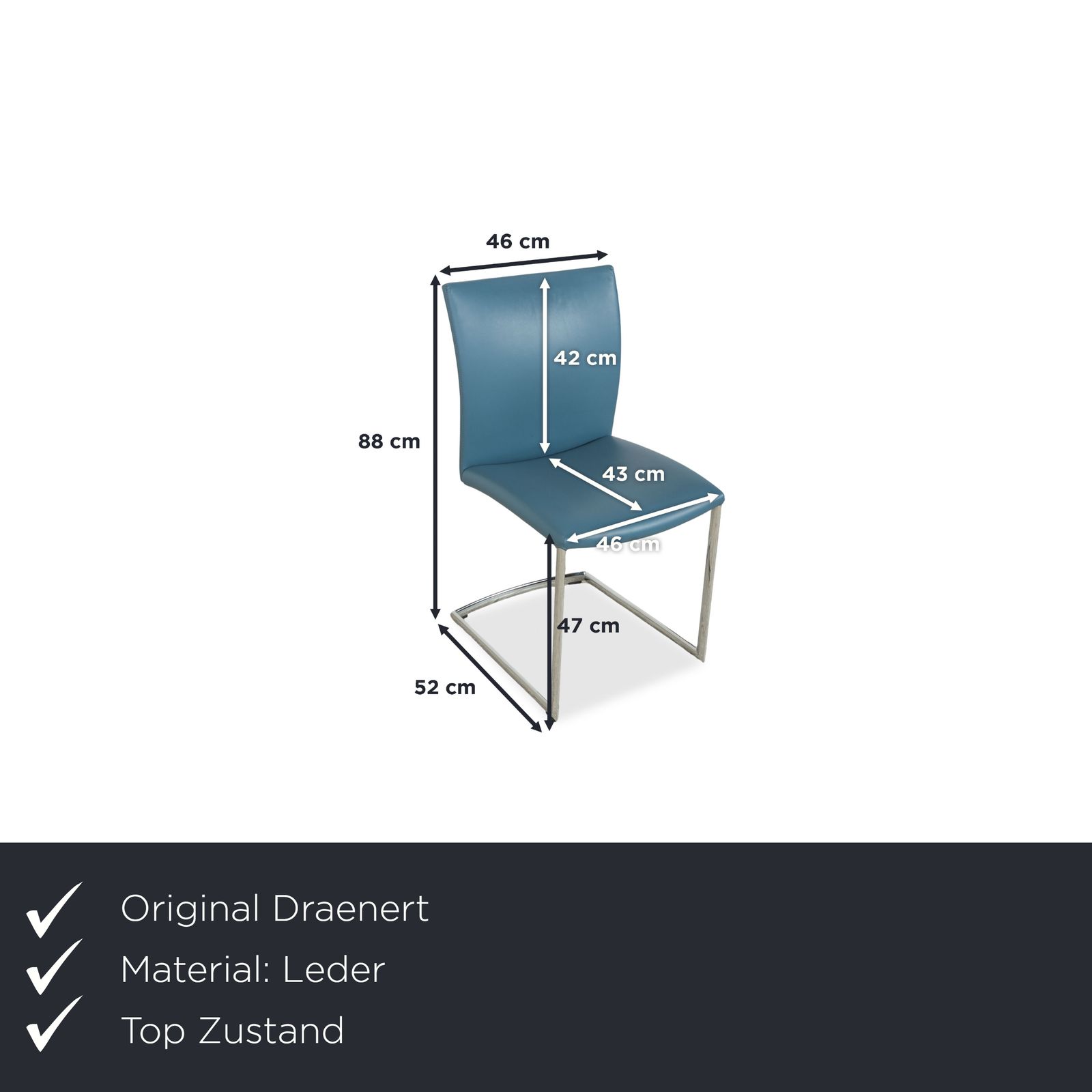 Lot de 6 chaises Draenert Nobile Swing en cuir, bleu et pétrole photo furniture