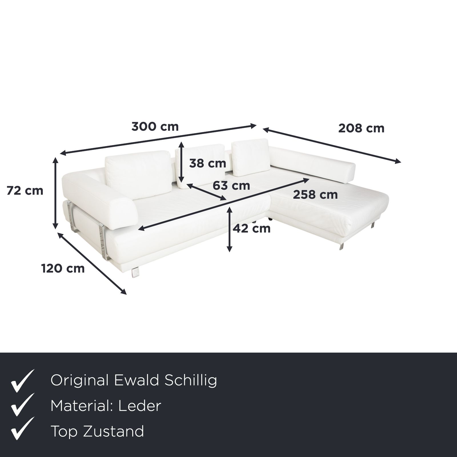 Canapé d'angle Ewald Schillig Brand Face en cuir blanc photo furniture