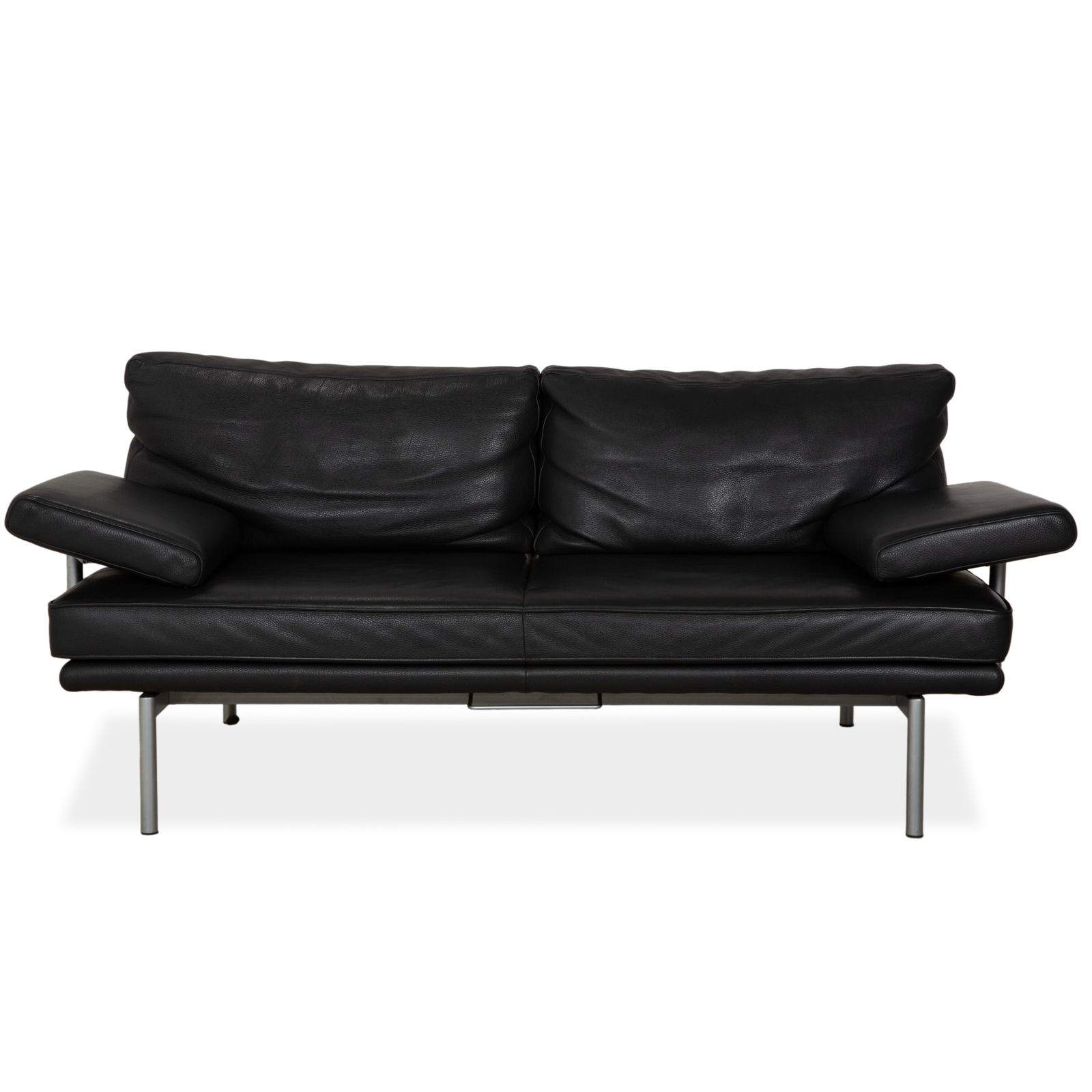 Walter Knoll Living Platform Leather Two Seater Black Sofa Manual Function