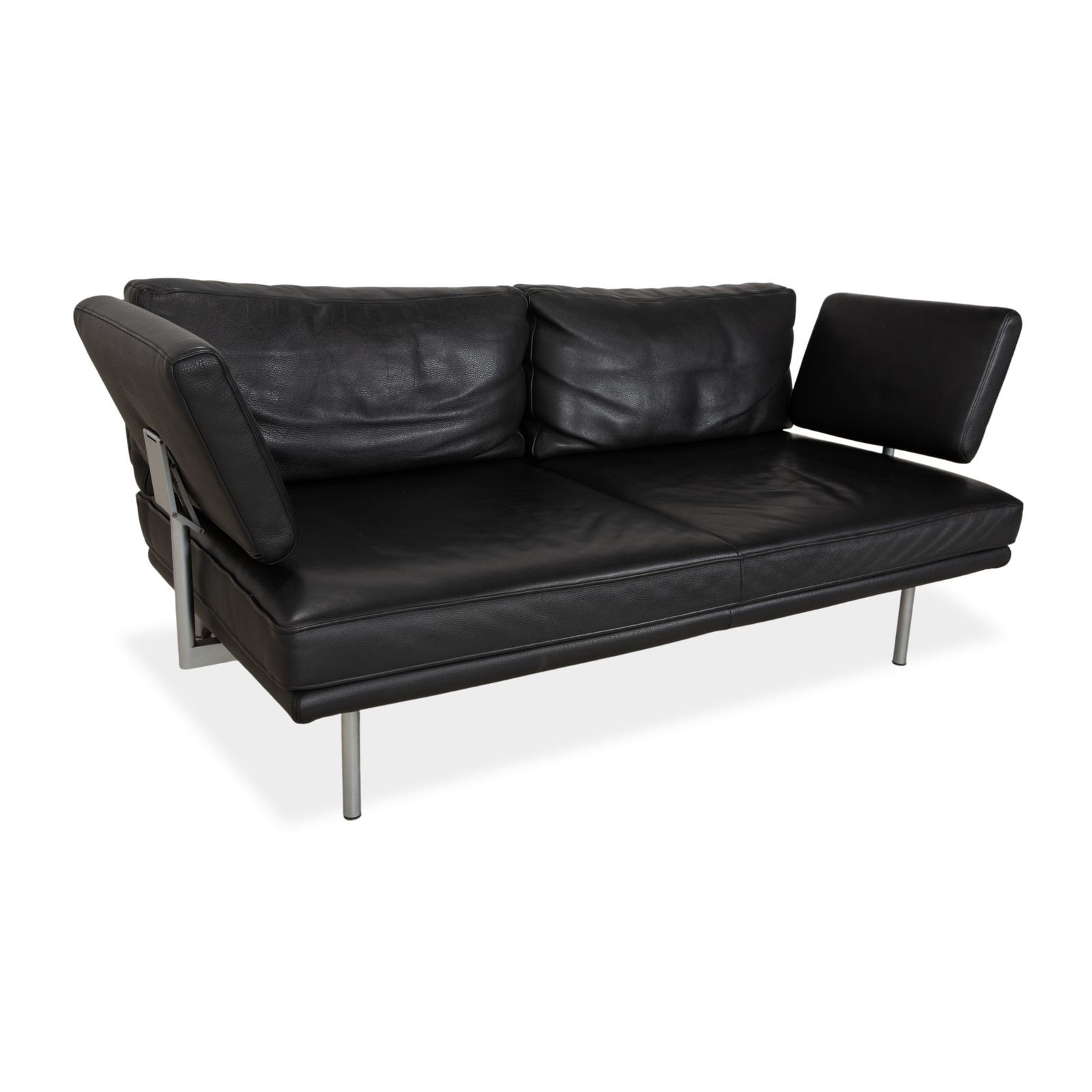 Walter Knoll Living Platform Leather Two Seater Black Sofa Manual Function photo for sale