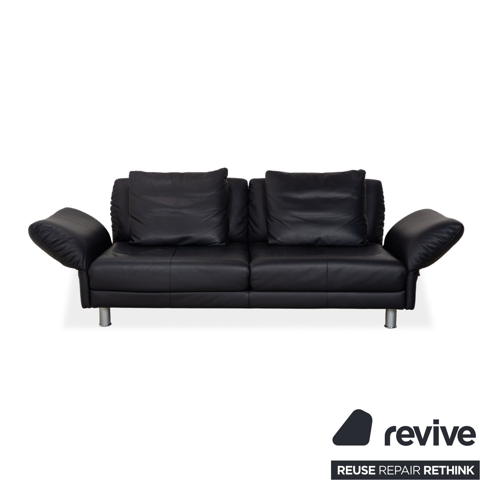 Rolf Benz 510 Leather Three Seater Dark Blue Manual Function Sofa photo Furniture