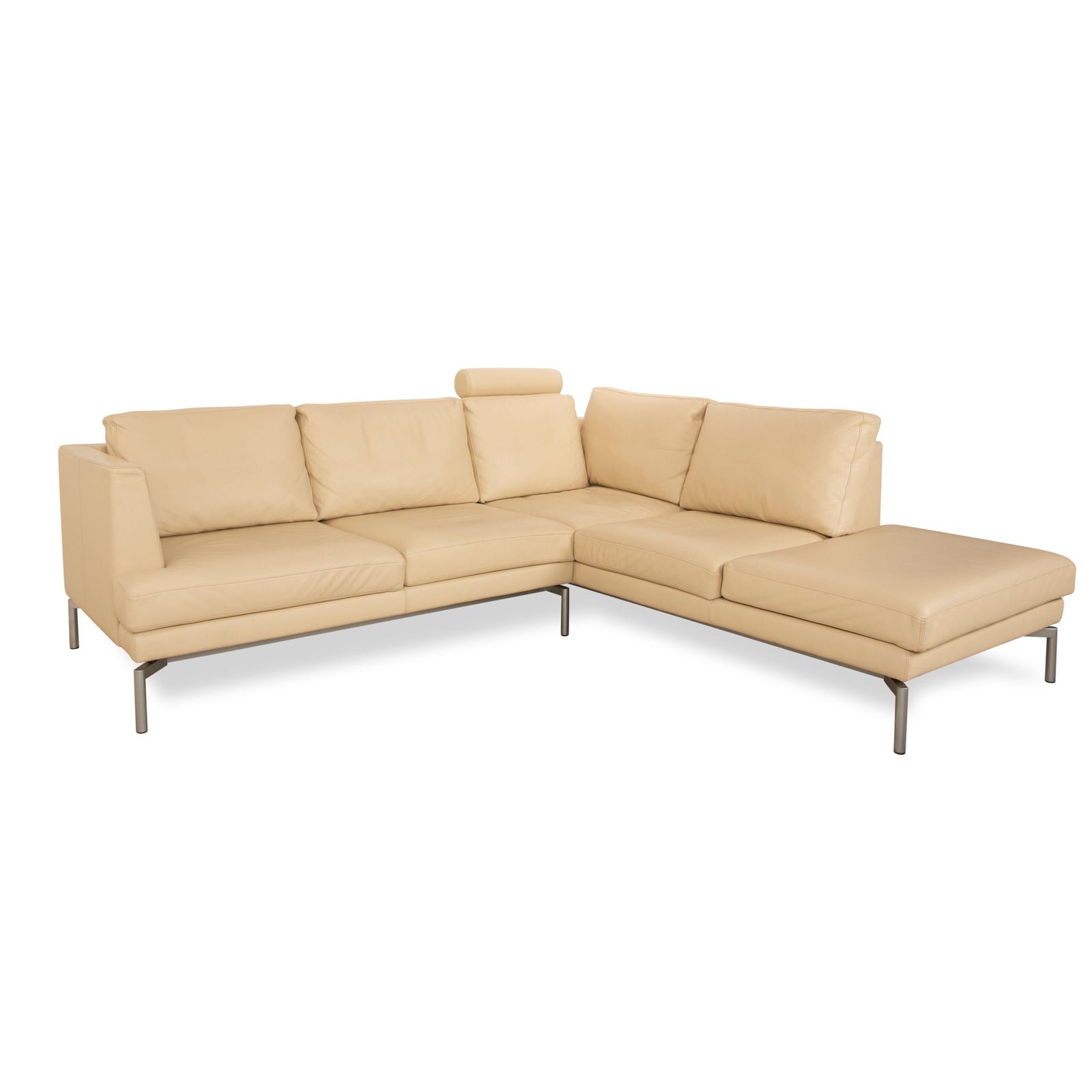 Walter Knoll Good Time Leather Corner Sofa Beige Cream photo for sale