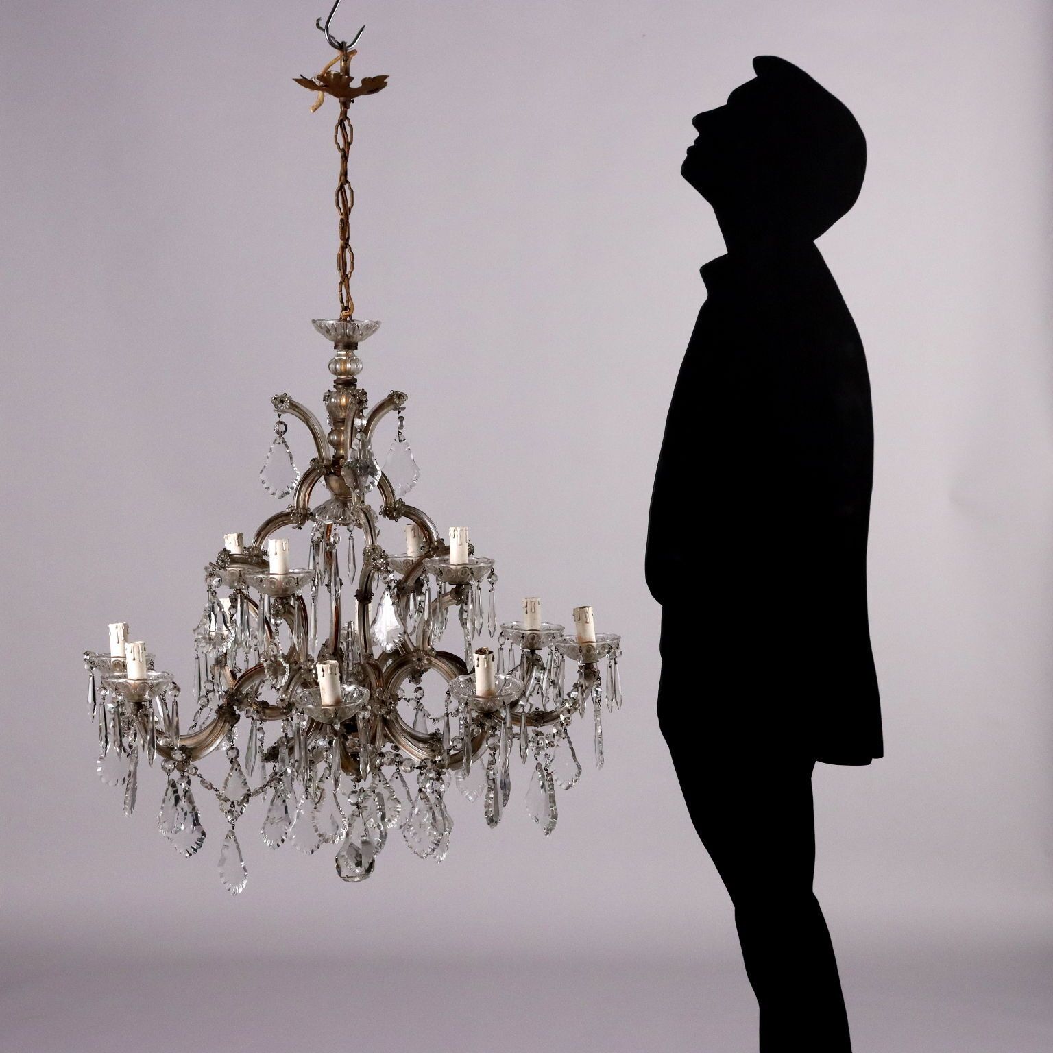 Antique 12 Light Chandelier Maria Theresa Style Glass XX Century photo furniture