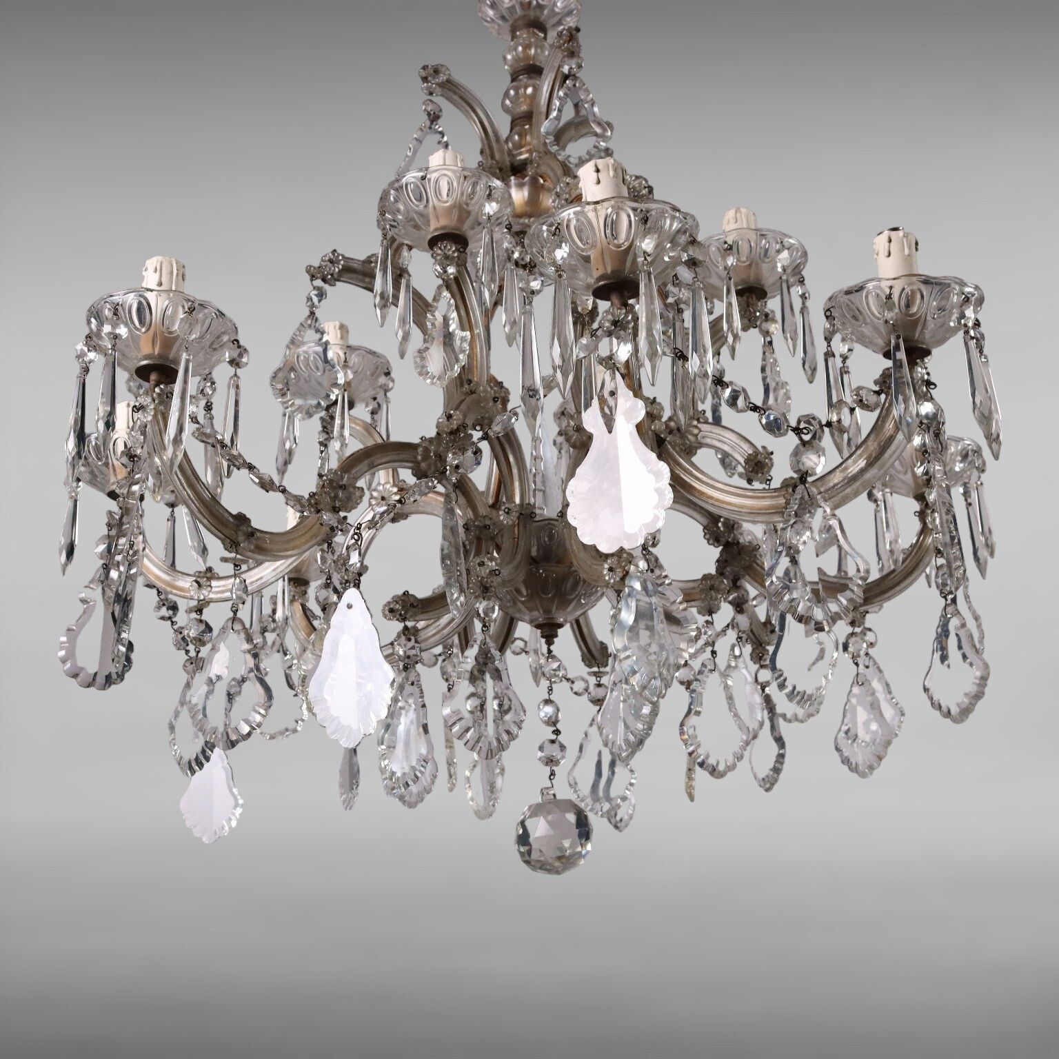 Antique 12 Light Chandelier Maria Theresa Style Glass XX Century photo Lighting