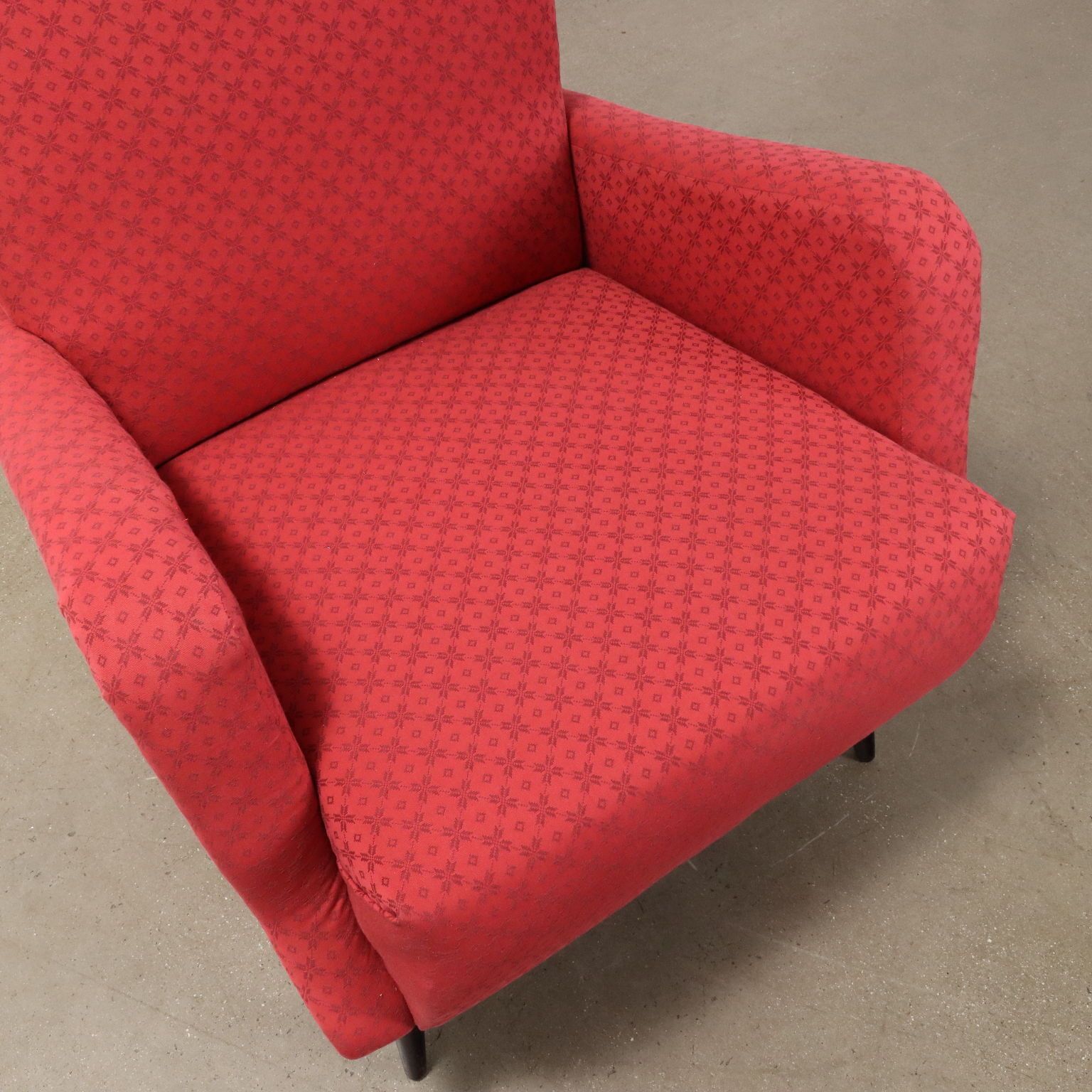 Vintage Armchair Fabric Wood Italy 1950s photo vinterior