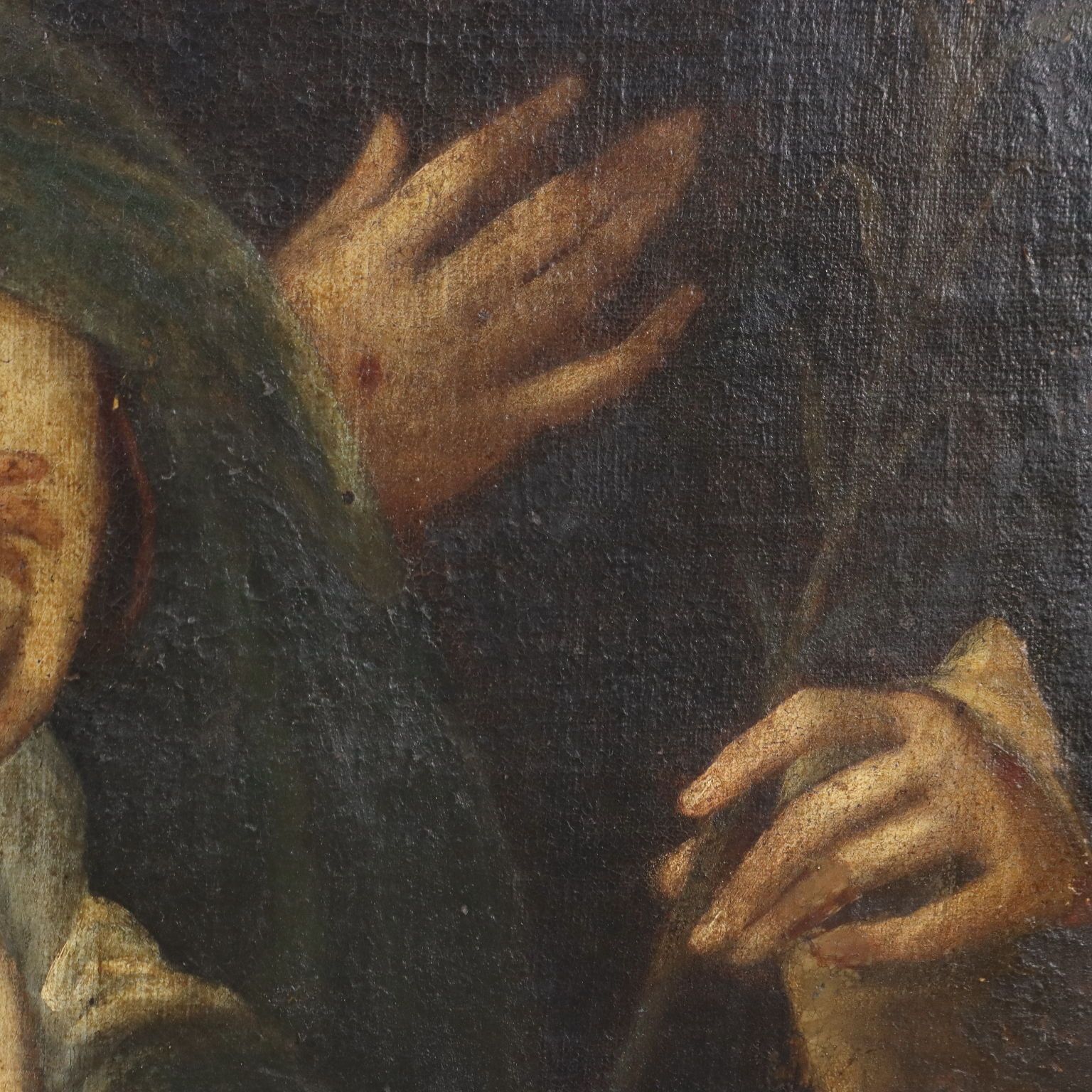 Antique Painting Religious Subject Oil On Canvas XVII Century photo vinterior