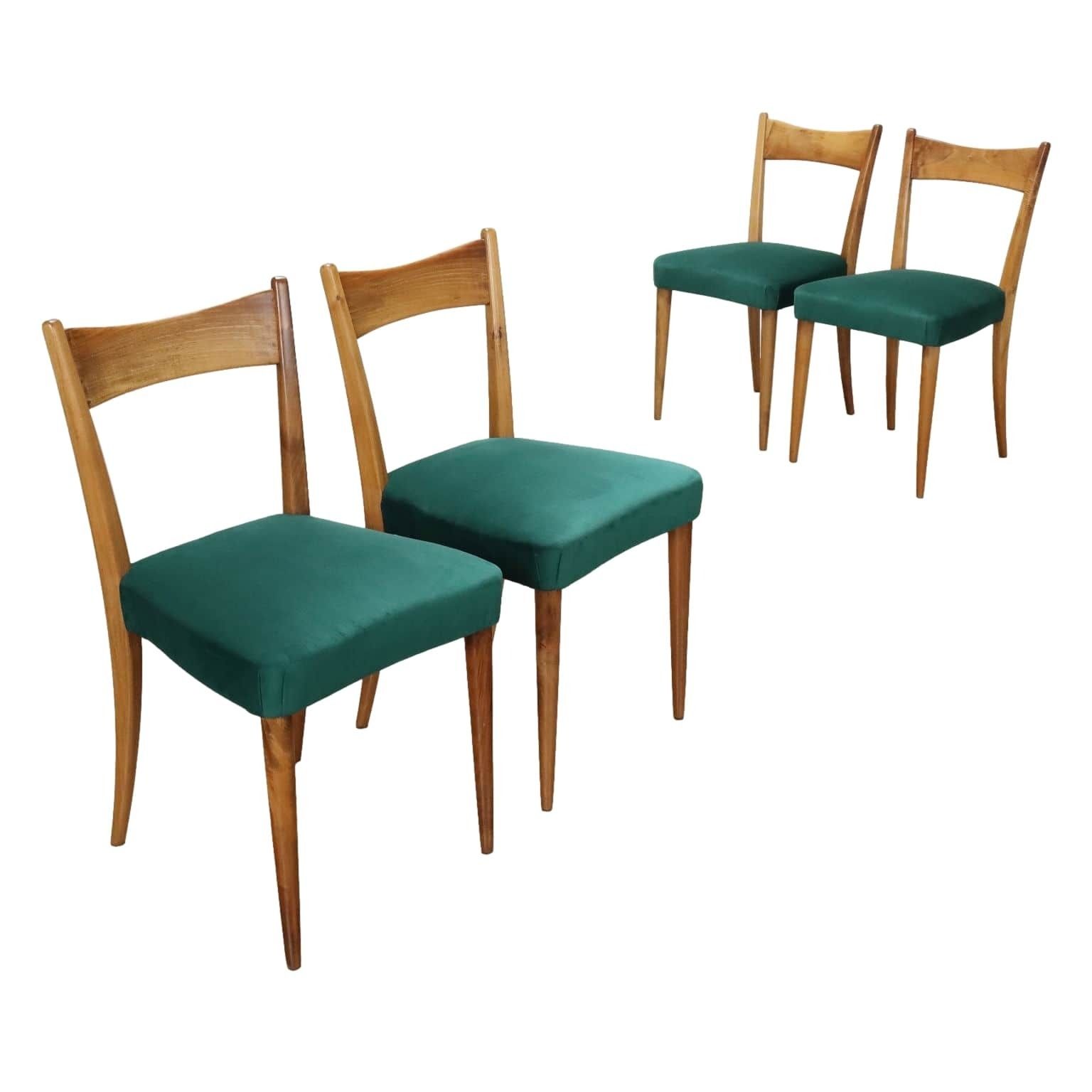 Vintage Living Room Chairs Beech Fabric Italy 1950s
