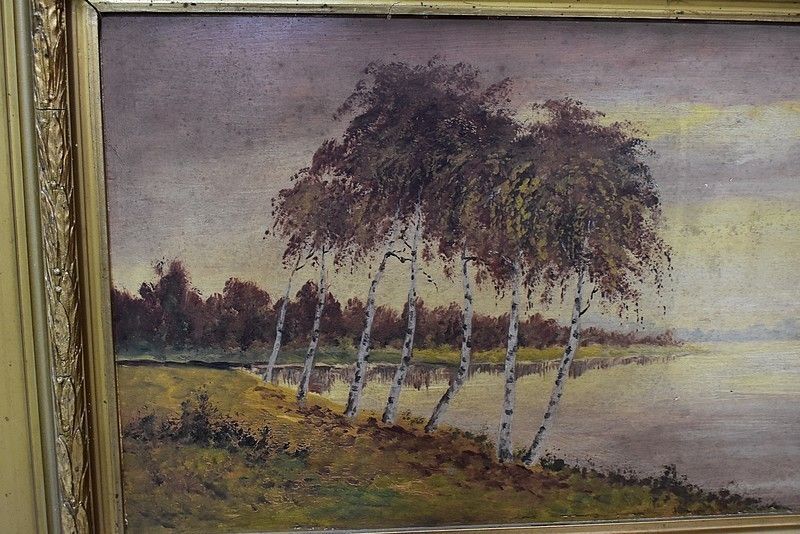 Trumeau Mirror With Oil On Wood, 20th Century photo vinterior
