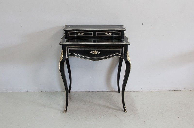 Rare Small Office Of Lady Louis XV Blackened Wood Napoleon III Period