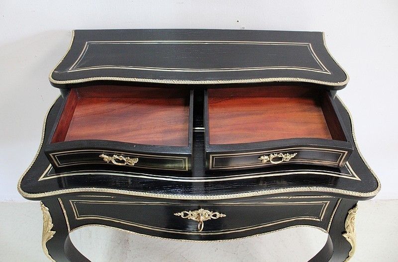 Rare Small Office Of Lady Louis XV Blackened Wood Napoleon III Period photo 2660.49