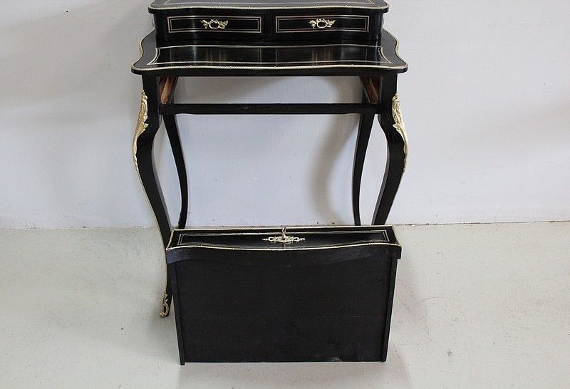 photo for sale Rare Small Office Of Lady Louis XV Blackened Wood Napoleon III Period