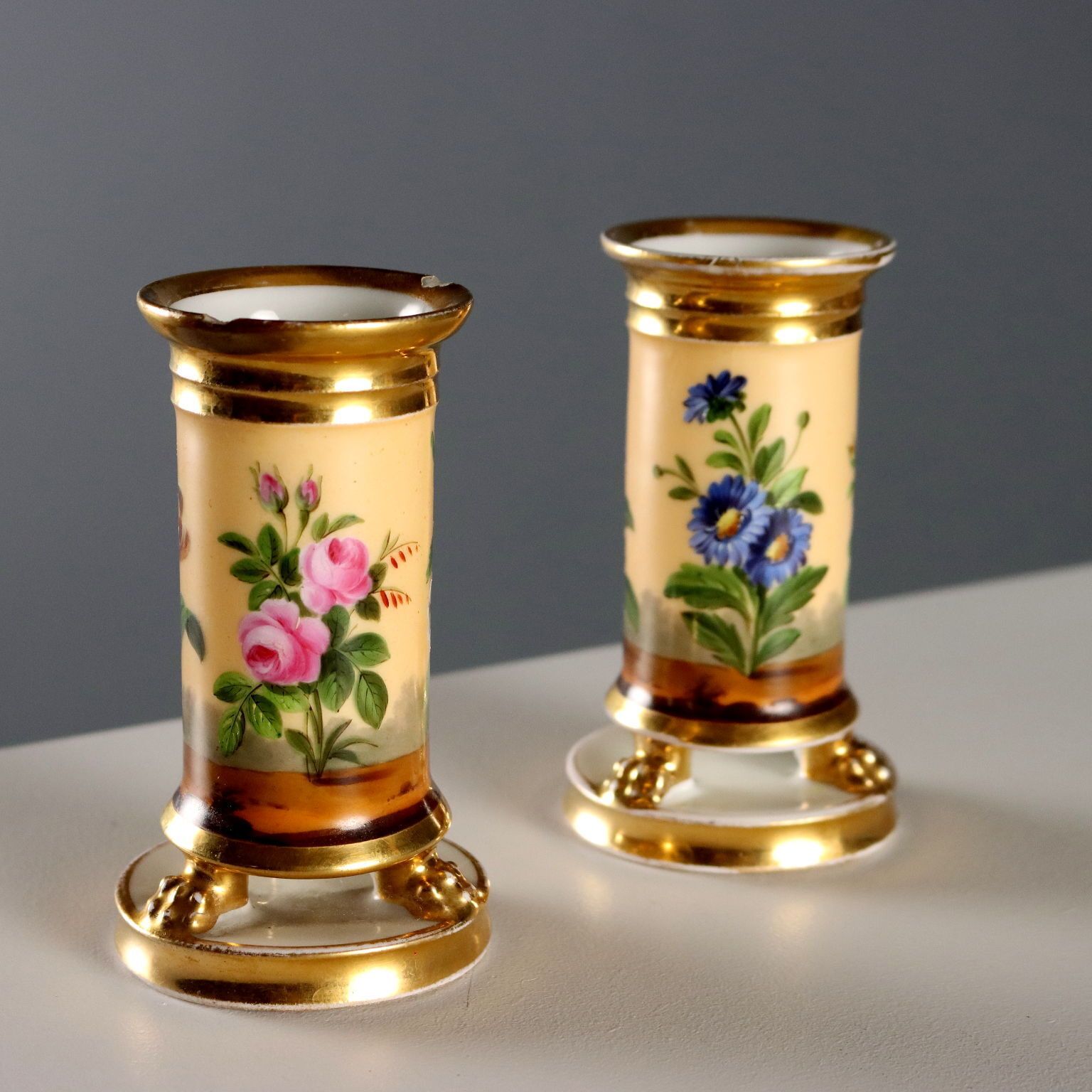 Antique Porcelain Vases Darte Frères Palais Royal France XIX Century