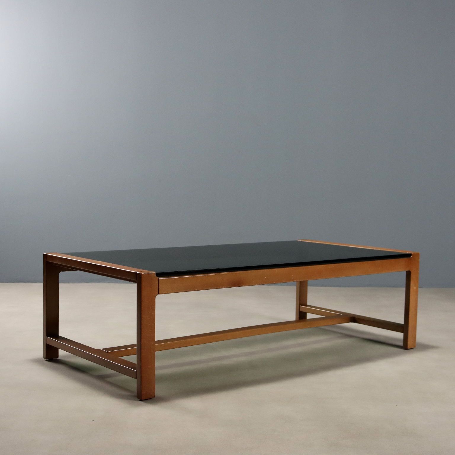 Vintage Coffee Table Painted Beech Glass Top Design 1980s photo for sale
