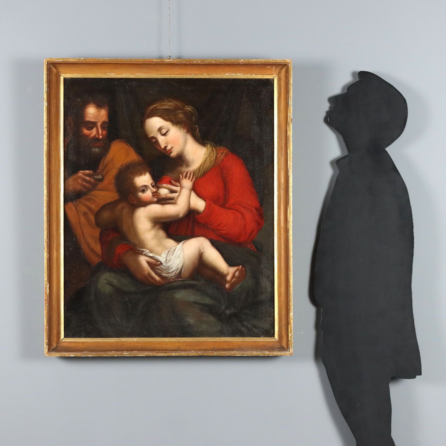 Antique Painting Virgin Mary With Jesus Child XVII Century photo furniture