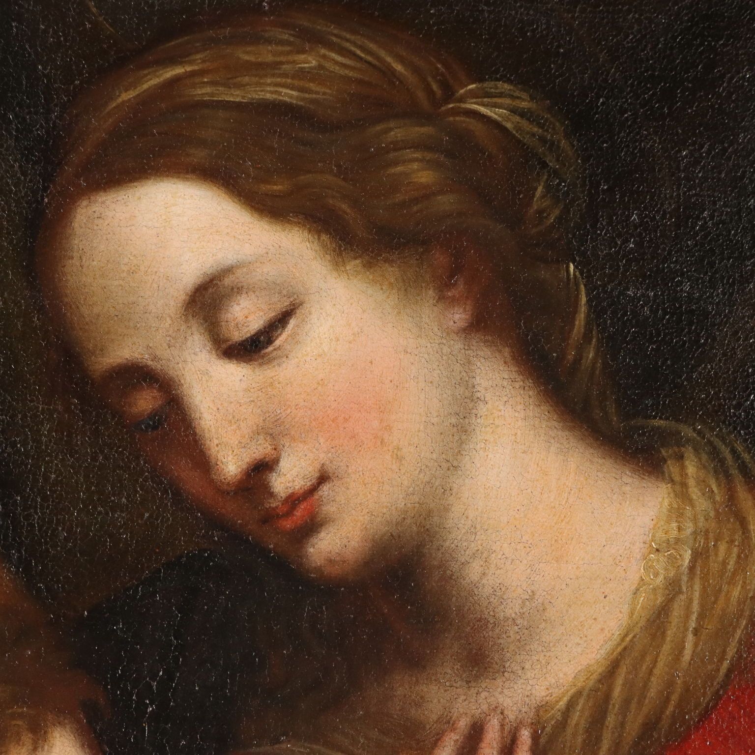 Antique Painting Virgin Mary With Jesus Child XVII Century photo Art