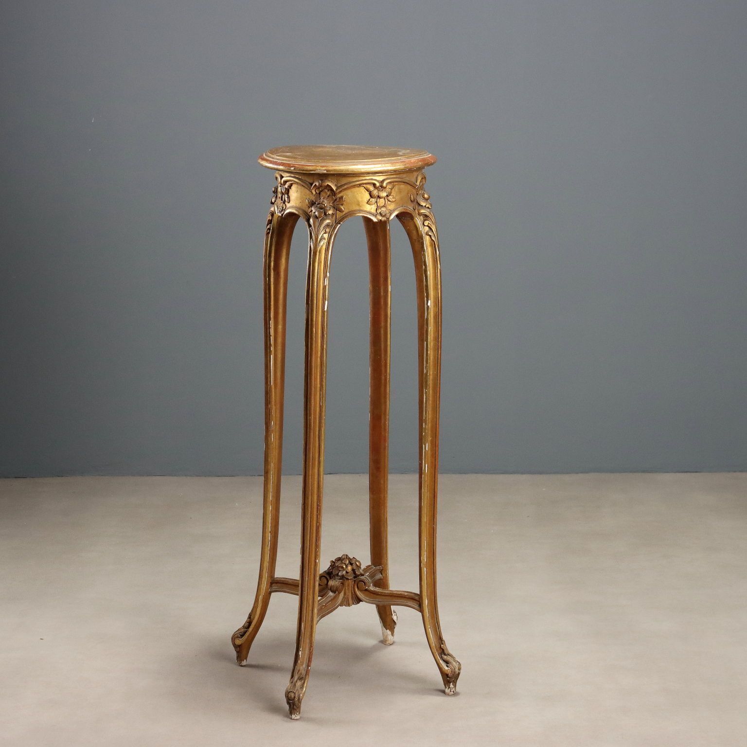 Antique Vase Holder Carved Gilded Wood Italy Late XIX Century