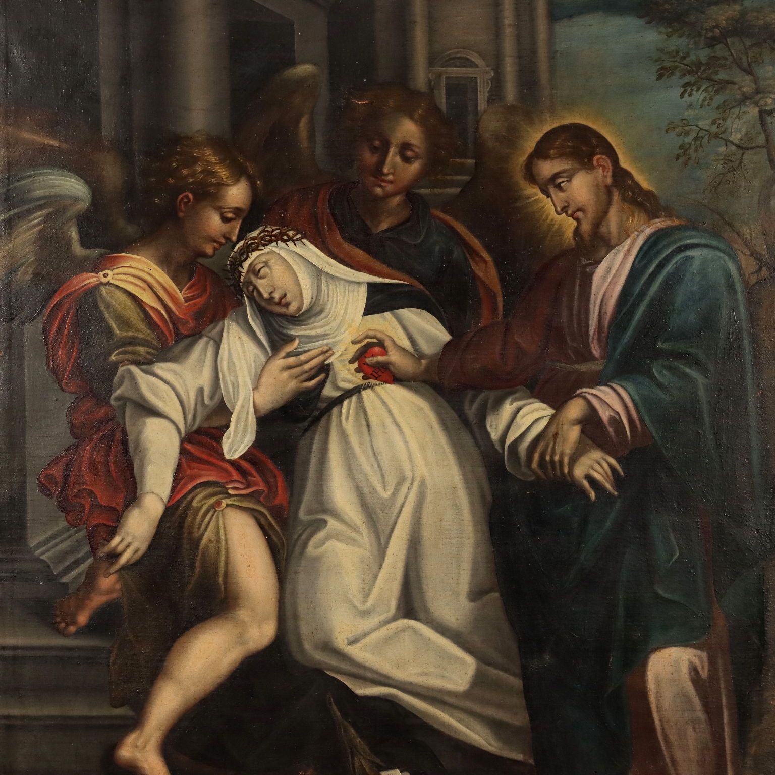 Antique Painting Ecstasy Of Saint Catherine Of Siena XVII Century photo for sale