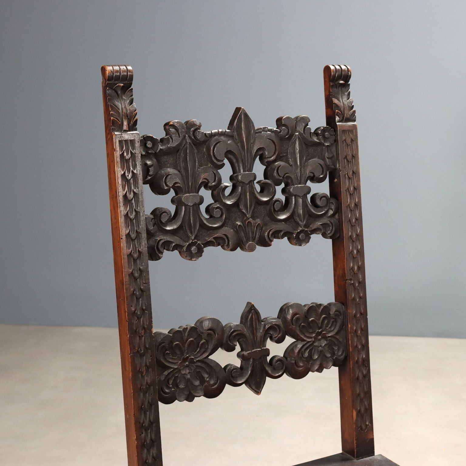 Chairs Baroque Style Carved Walnut Italy XIX Century photo for sale