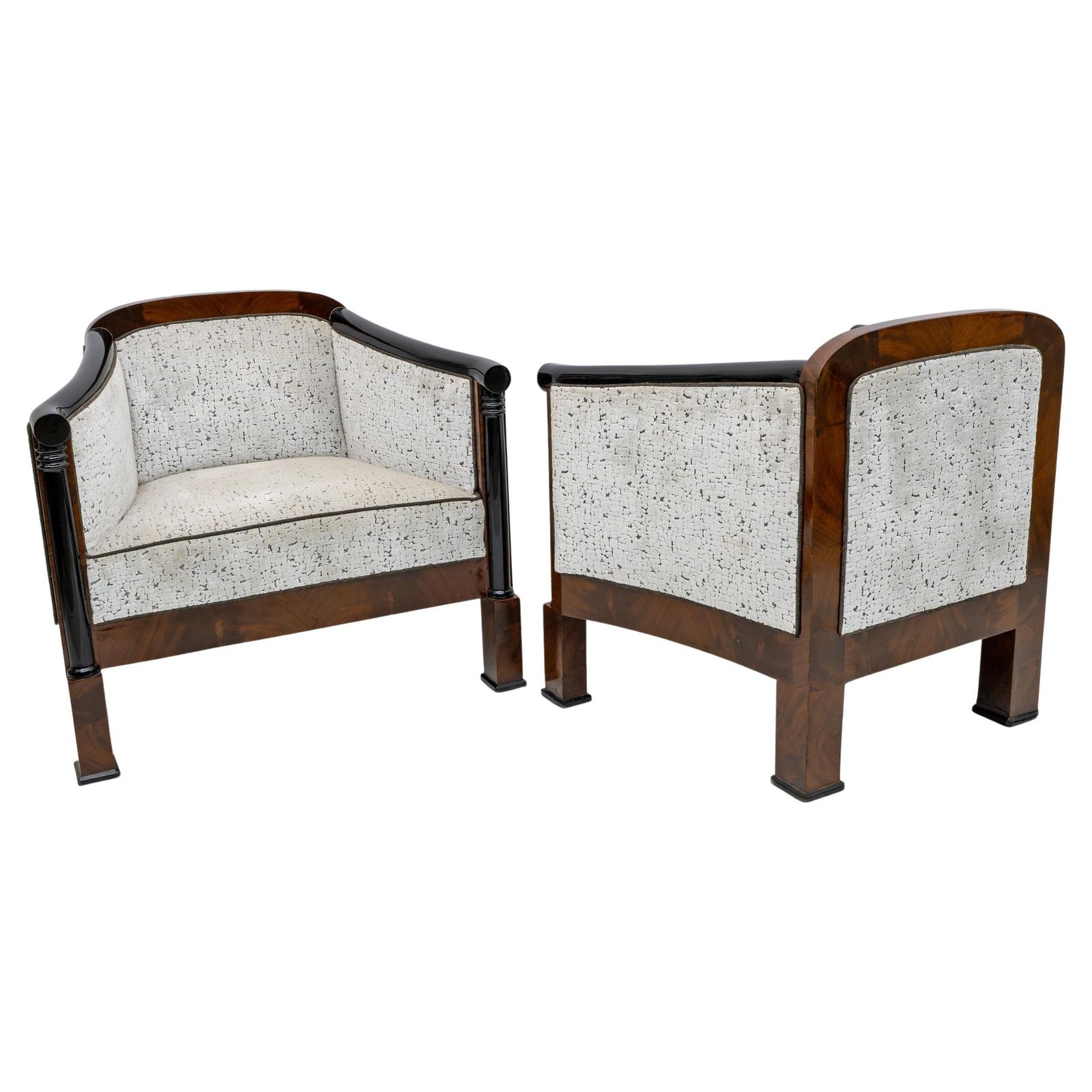 Pair Of 19th Century Biedermeier Mahogany Feather Armchairs Vienna 1840s