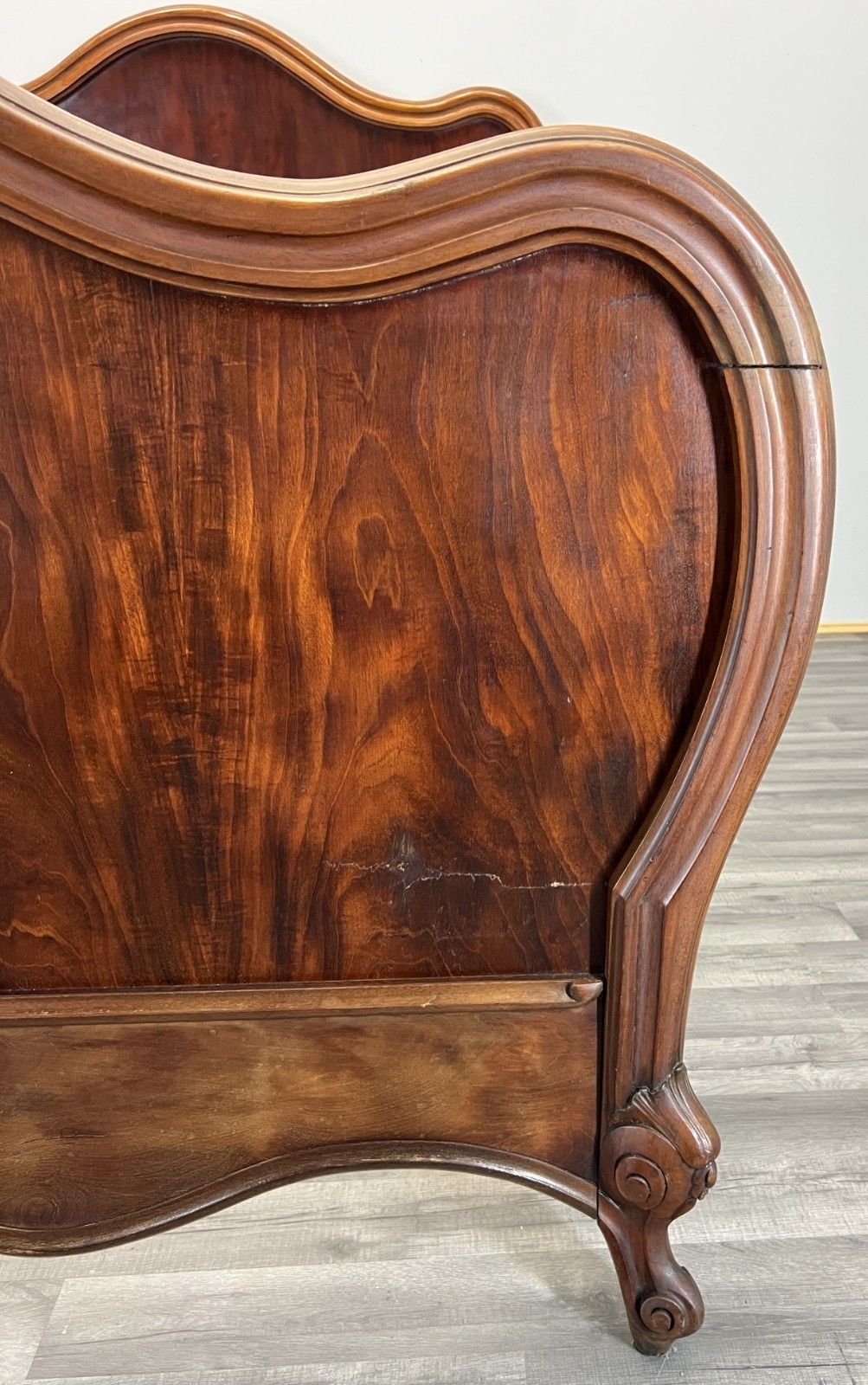 Bed Antique French Style Mahogany Double Bed Frame Carved Headboard Lot 4733 photo Furniture
