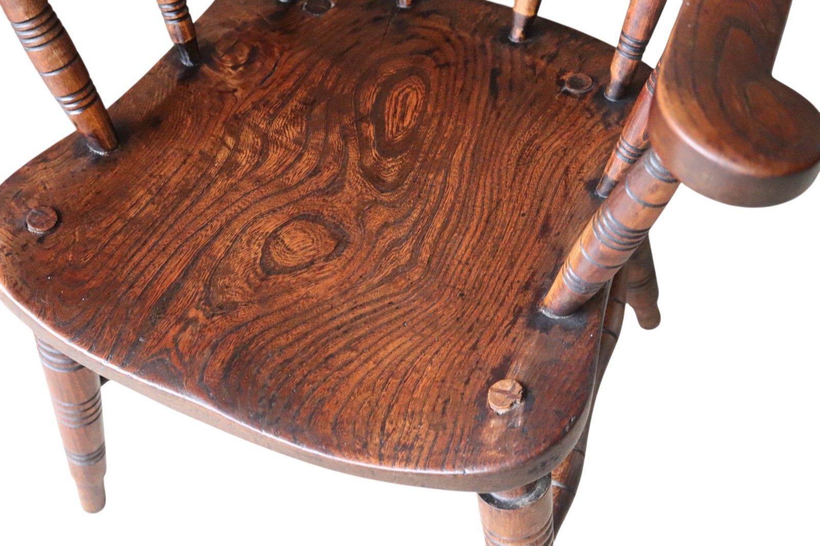 Victorian Smoker’s Bow Chair C.1880 Elm & Beech Captains Chair photo for sale