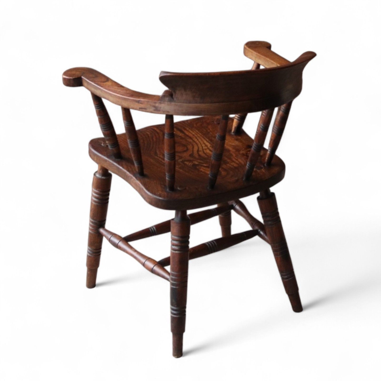 Furniture Victorian Smoker’s Bow Chair C.1880 Elm & Beech Captains Chair photo