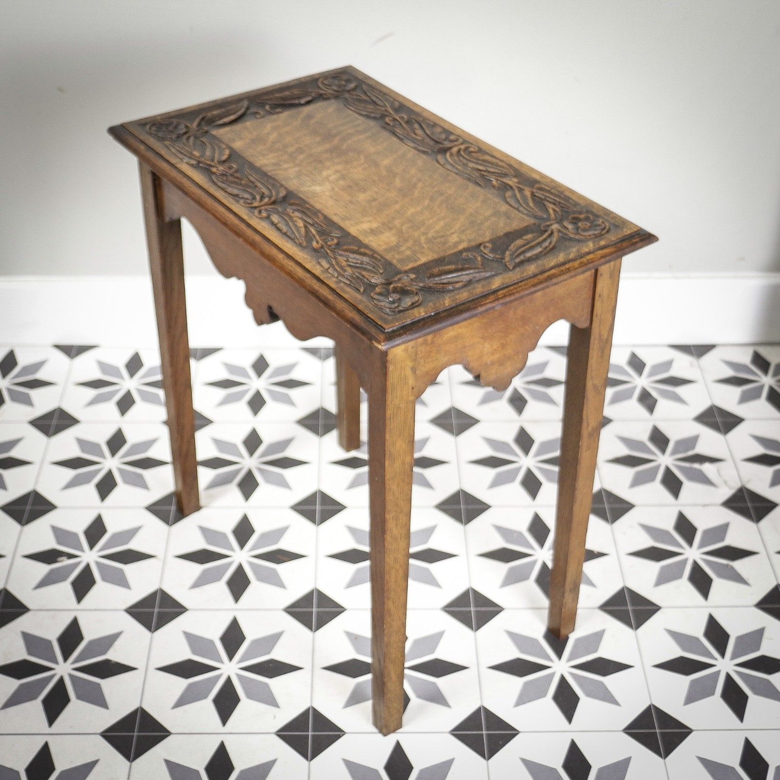 Victorian Antique Oak Side Or Hall Table Heavily Carved In Oak photo furniture