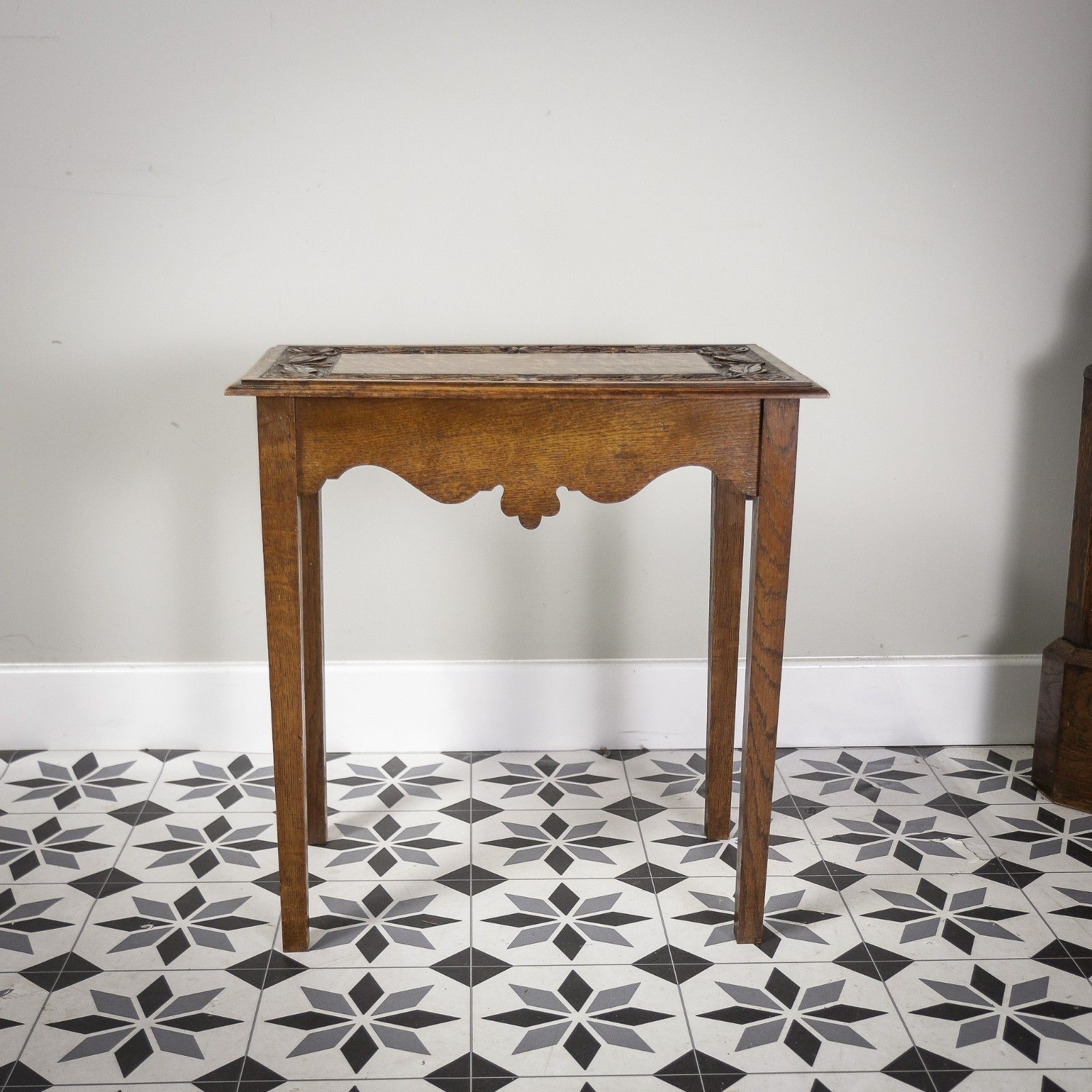 Victorian Antique Oak Side Or Hall Table Heavily Carved In Oak photo 295.0