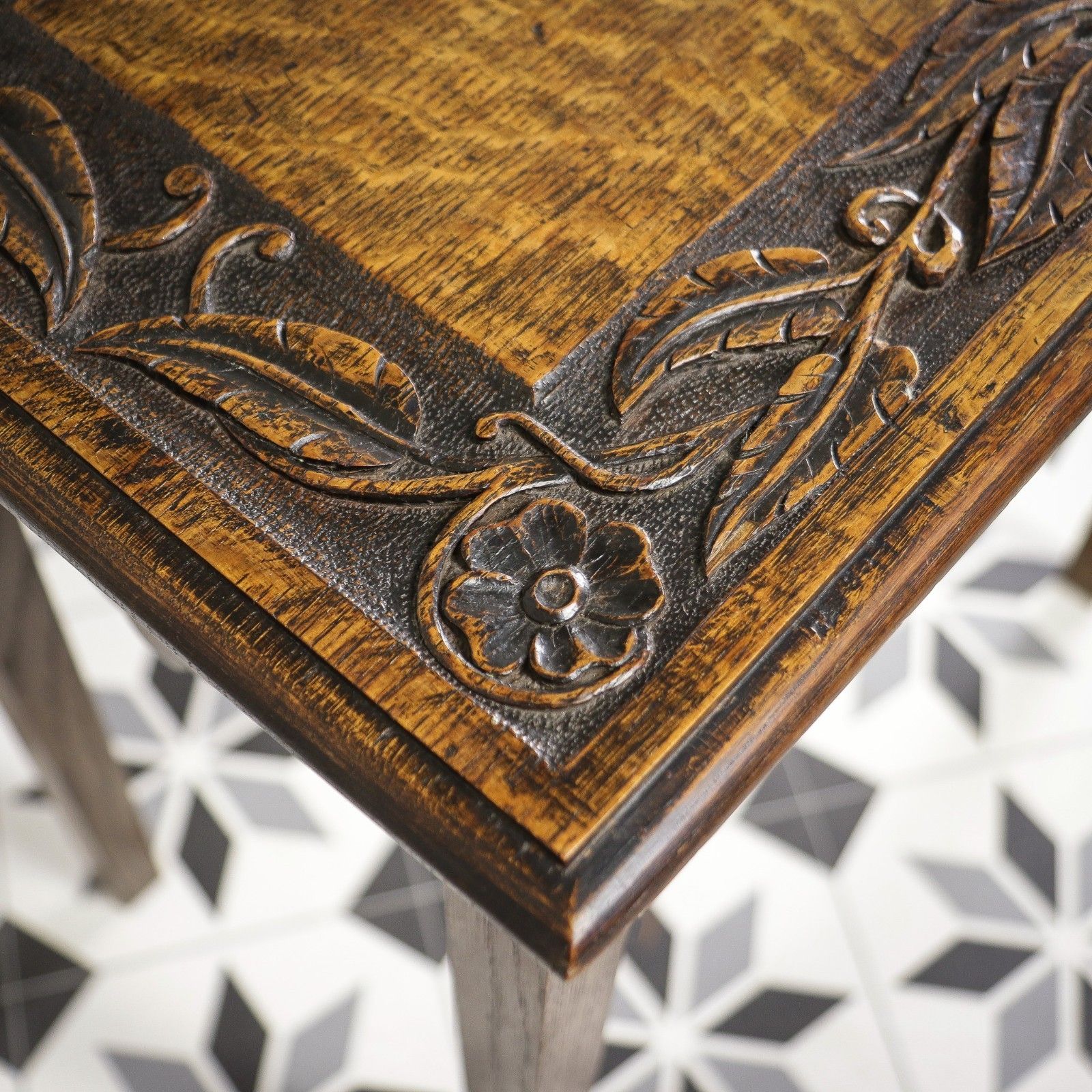 photo for sale Victorian Antique Oak Side Or Hall Table Heavily Carved In Oak