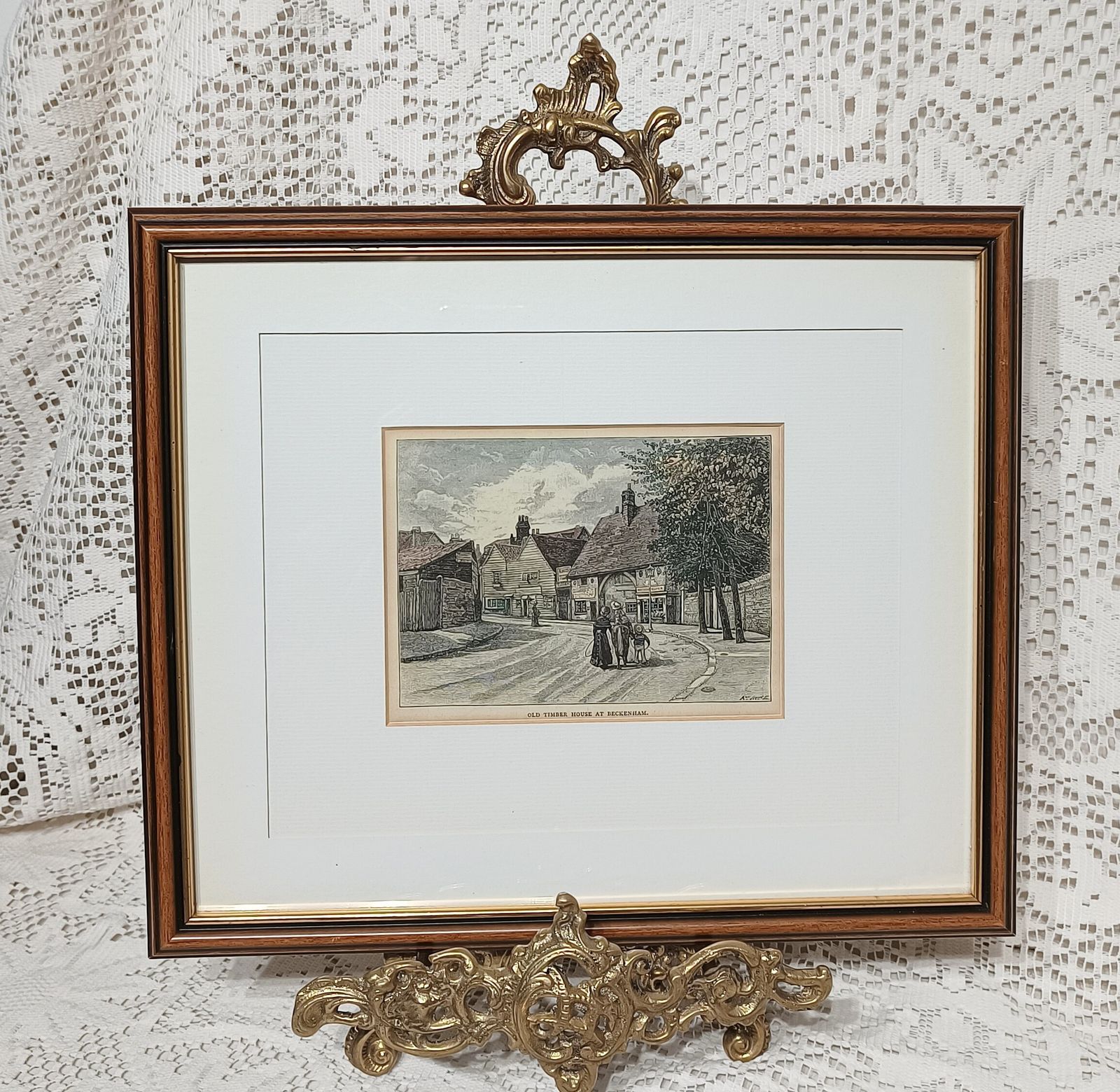 Antique Engraving Print The Old Timber House Beckenham Framed.