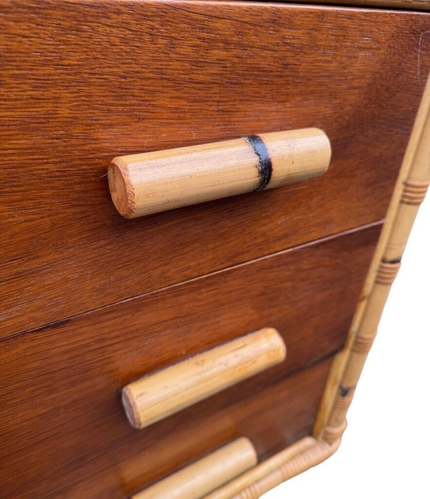 An Italian 1970s Bamboo And Beech Wood Chest Of Drawers photo vintage