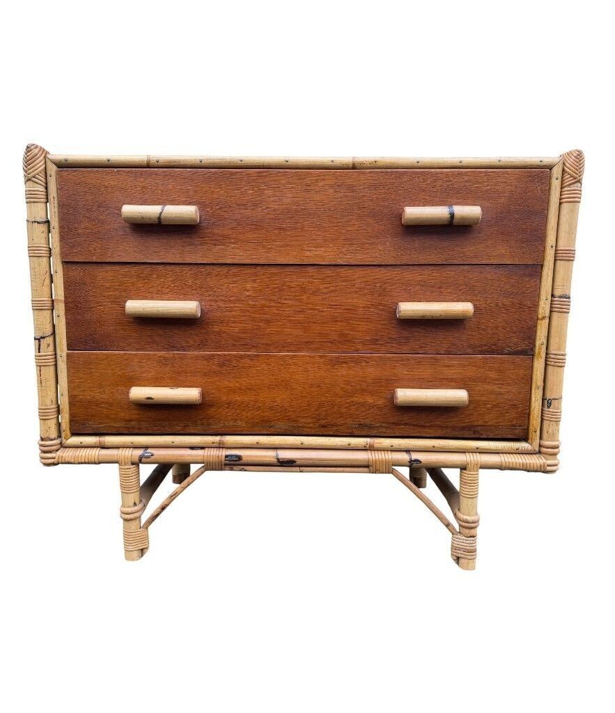 photo for sale An Italian 1970s Bamboo And Beech Wood Chest Of Drawers