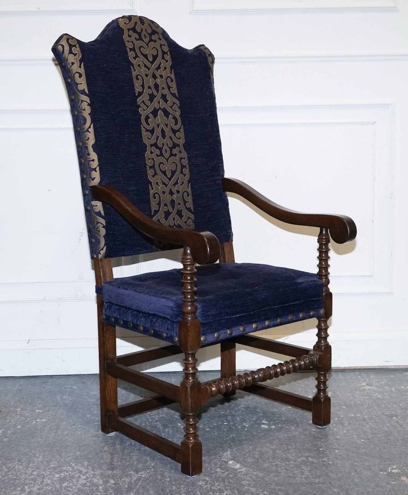 Furniture Stunning Set Of Fourteen Oak And Upholstered Dining Chairs photo