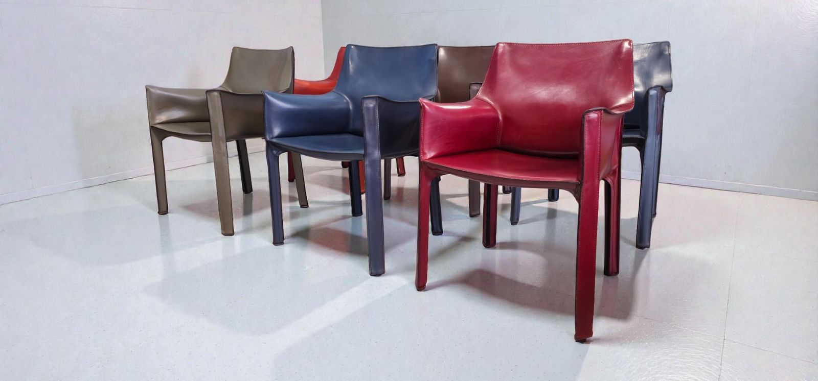 Cab 413 Set Of Six Armchairs In Multicolor Leather By Mario Bellini For Cassina photo Home Decor