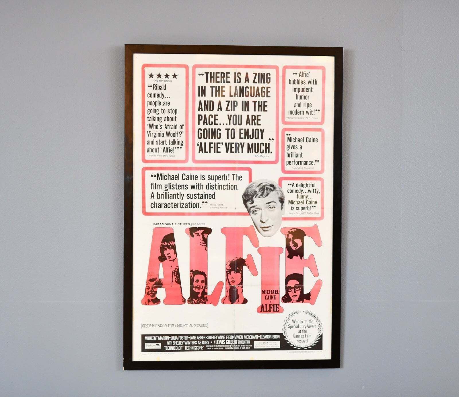 Original Framed Us Film Poster 'Alfie' Circa 1960's