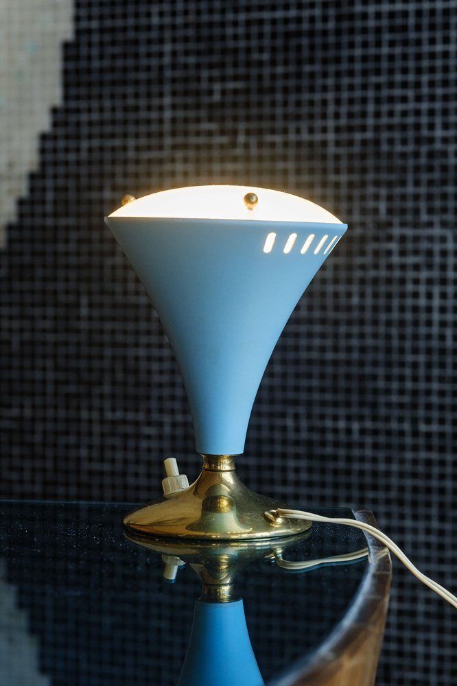 Mid Century Modern Italian Table Lamp In Glass And Metal By Gilardi & Barzaghi, 1950s photo for sale