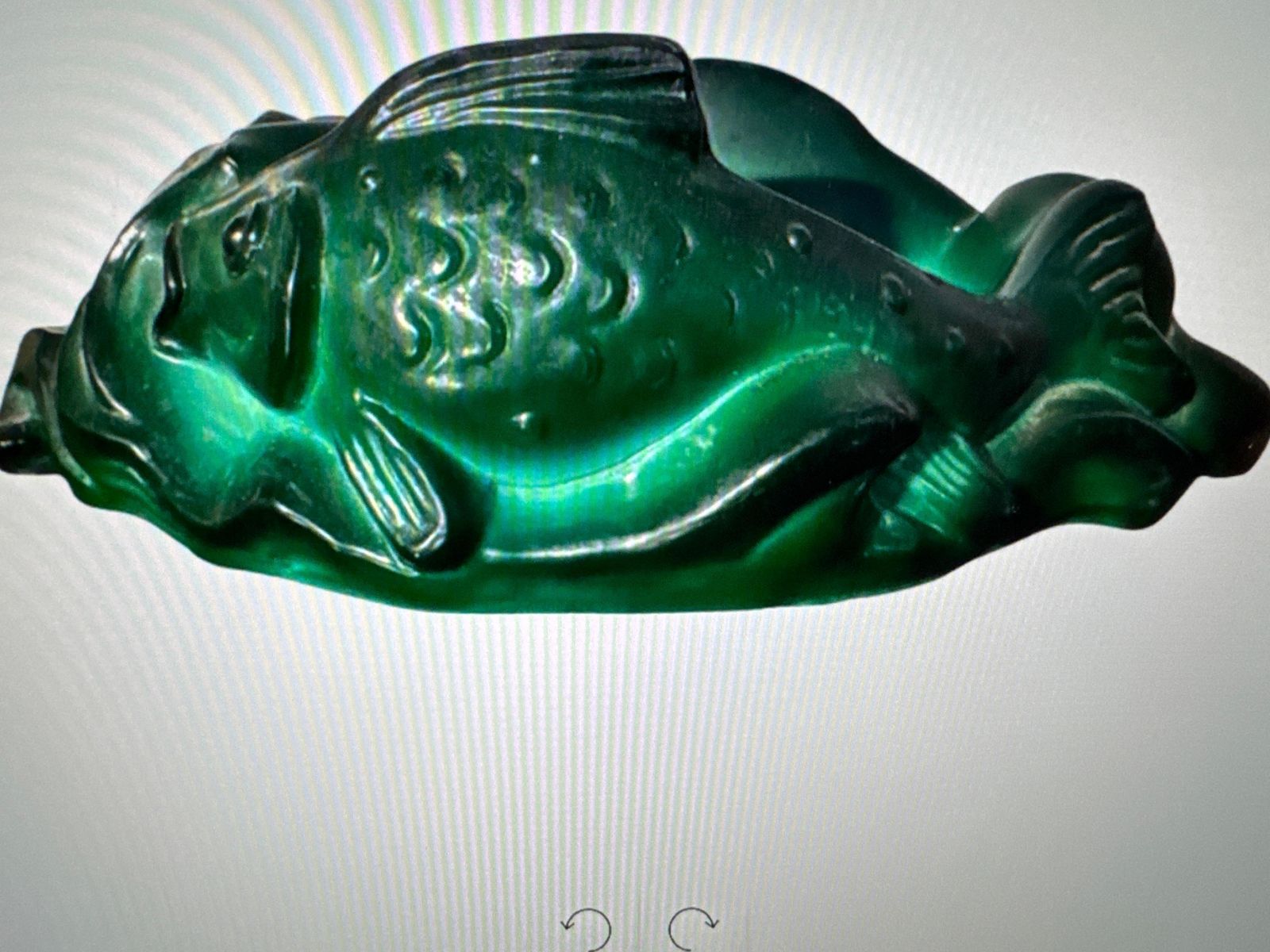 Animal Art Glass Object Malachite Fish Designed By H. Hoffmann And C. Schlevogt. photo vintage