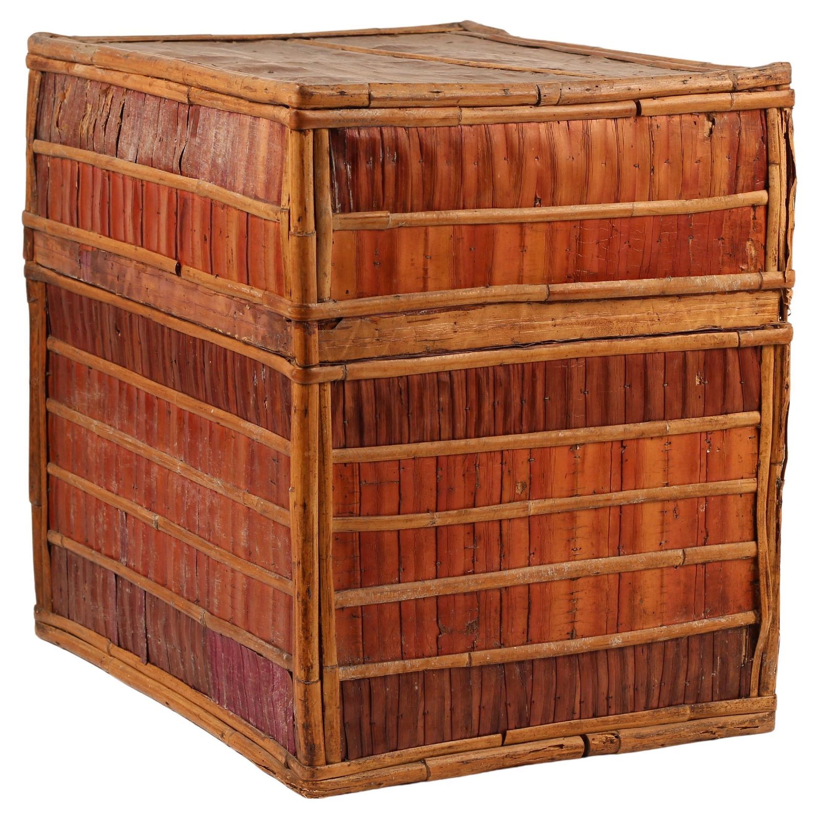 Dowry Box, Lombok Indonesia, Cowrie, Painted Palm & Bamboo 1950’s photo vinterior