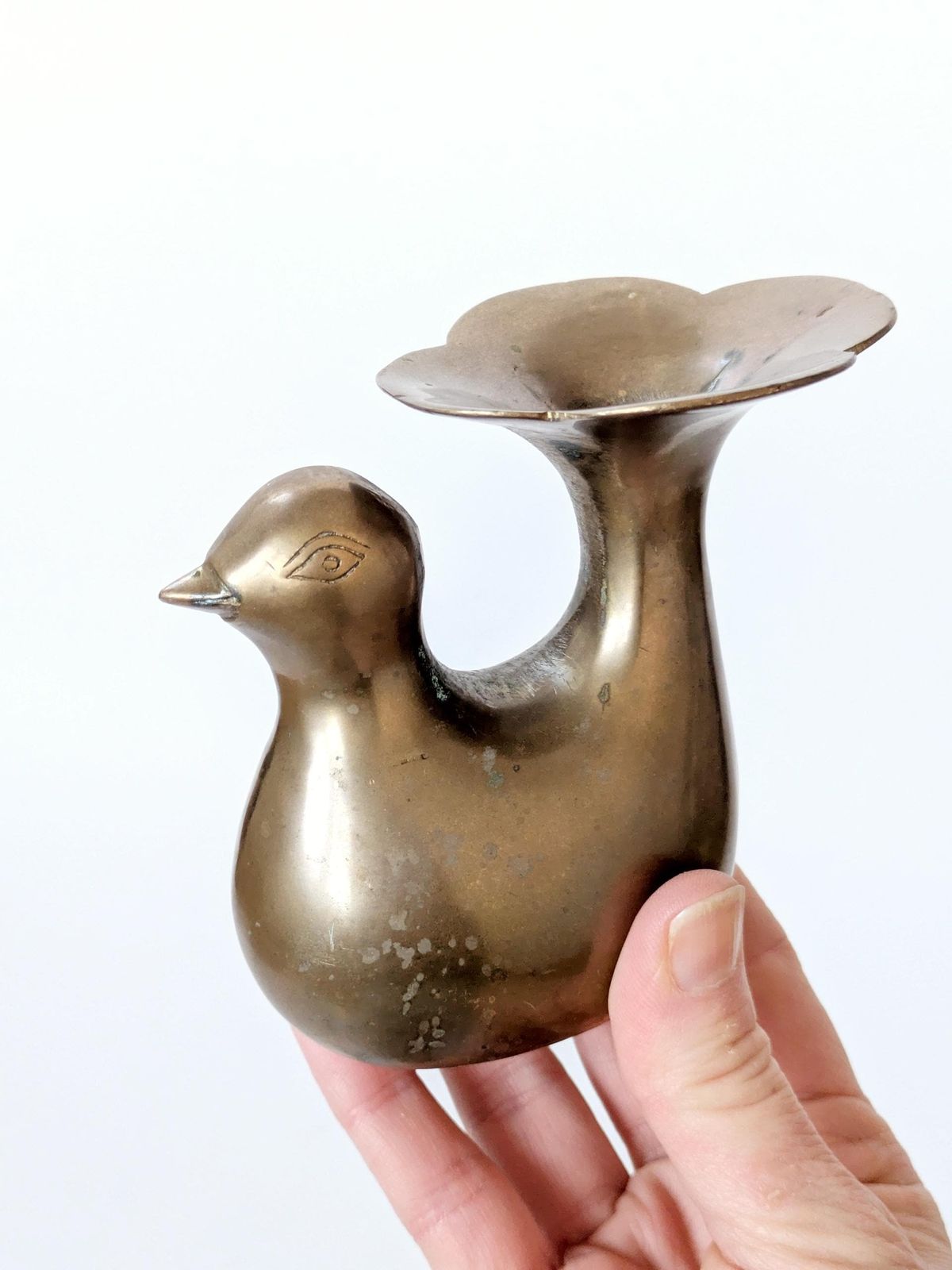 1960s Midcentury Style Brass Bird Candleholder Or Bud Vase, Modern Rustic Accent photo Home Decor
