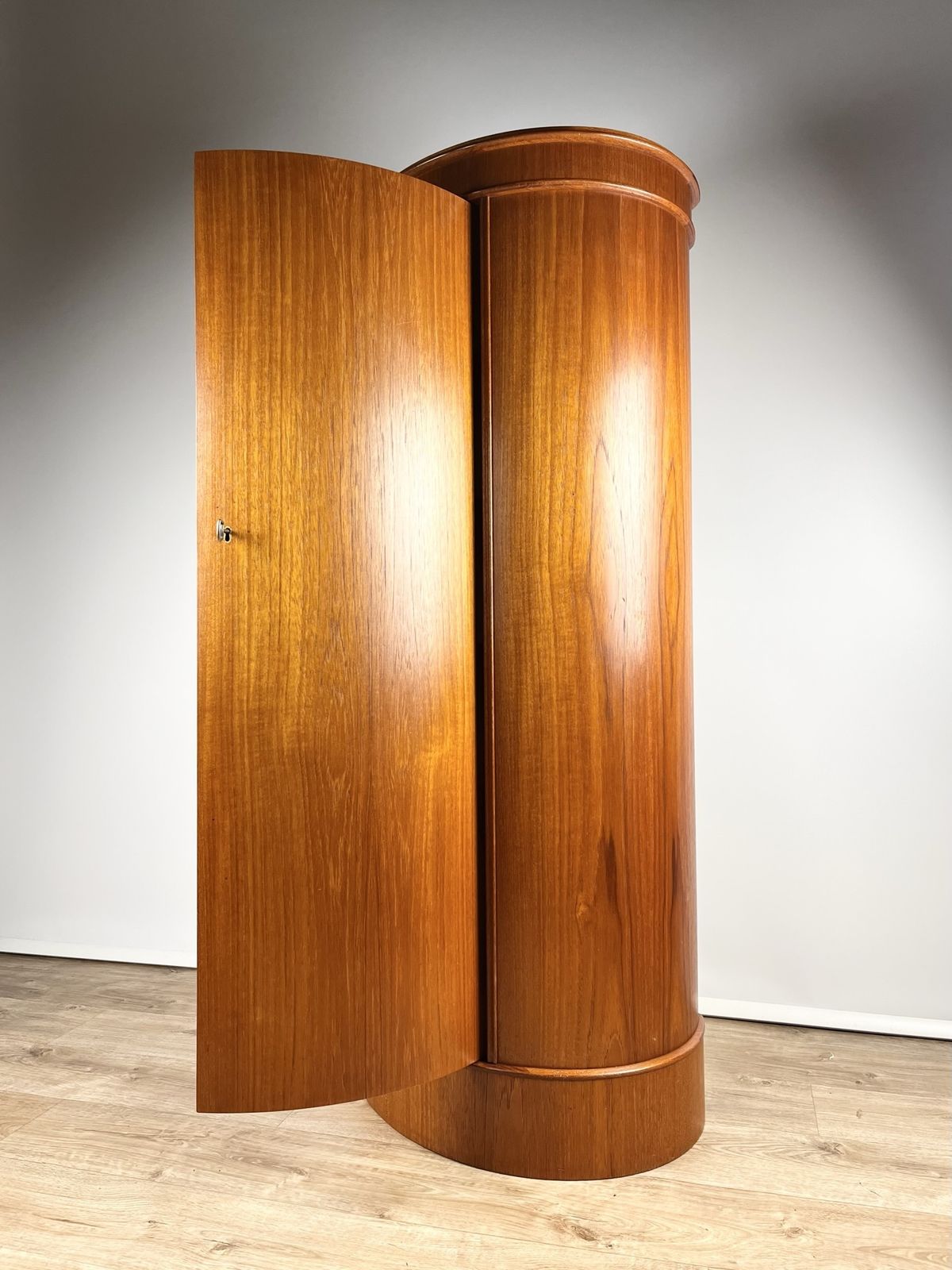 photo for sale Johannes Sorth For Bornholm Møbelfabrik Teak Pedestal Cabinet, Danish 1960s