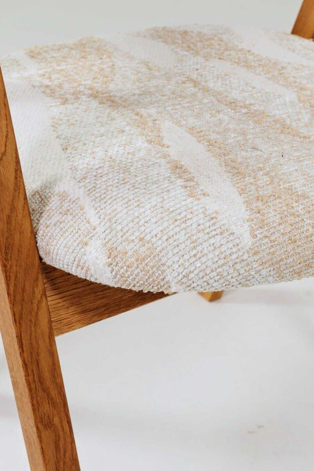 photo for sale Set Of Two Oak Dining Chairs, Natural Wood, Jacquard Fabric