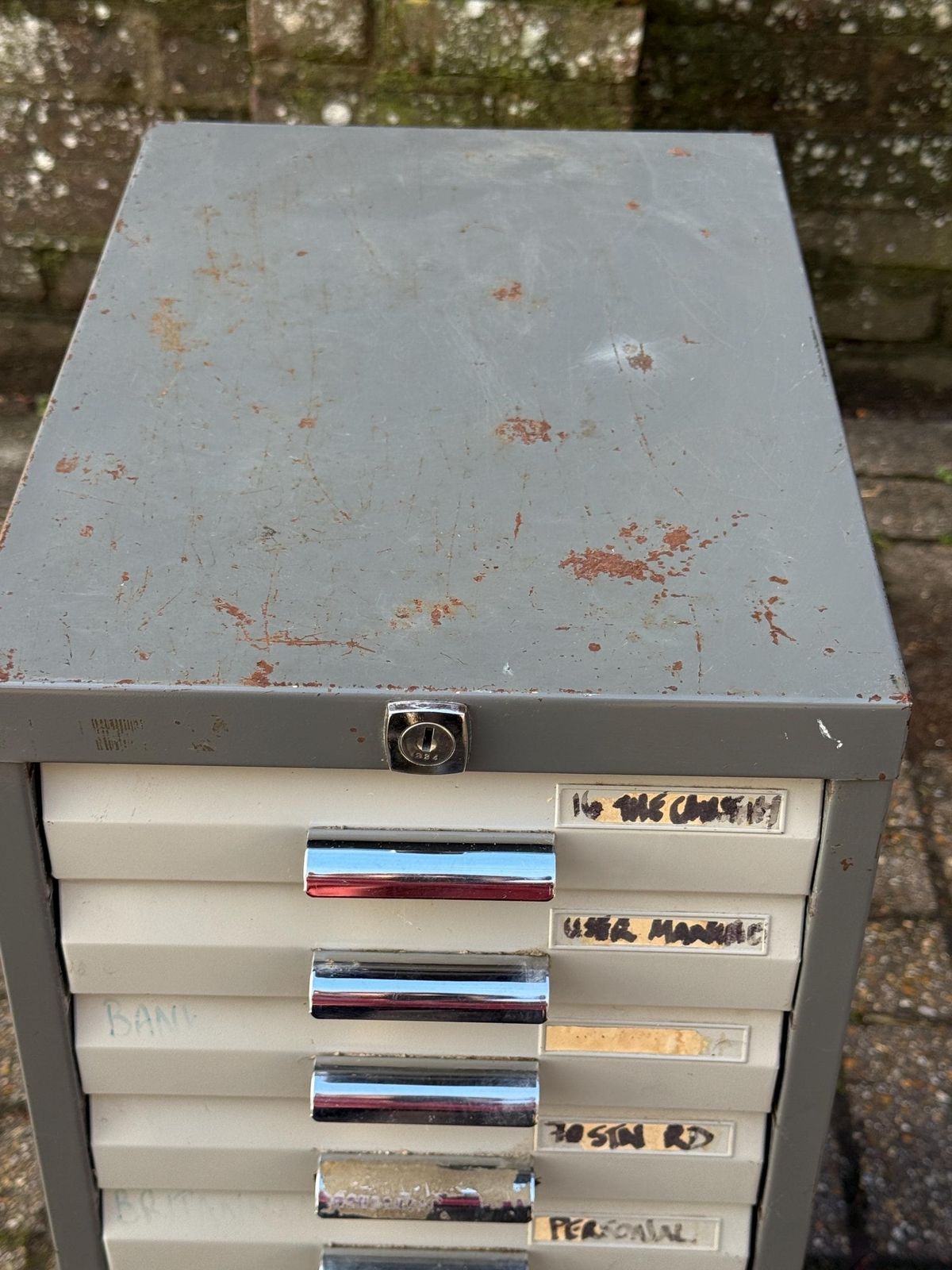 Vintage Industrial Metal Filing Cabinet, C. 1960s–1970s, Vintage Office Furniture, Retro Storage Solutions photo buy