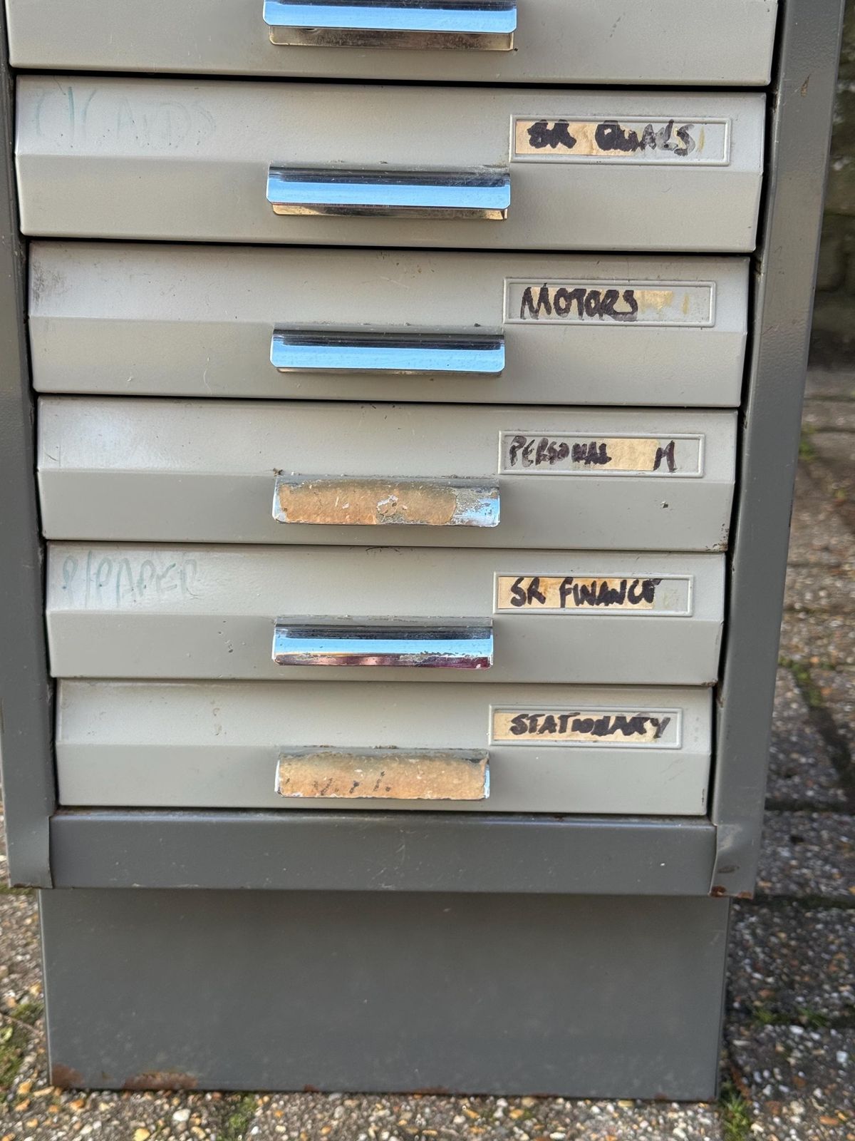 Vintage Industrial Metal Filing Cabinet, C. 1960s–1970s, Vintage Office Furniture, Retro Storage Solutions photo vintage