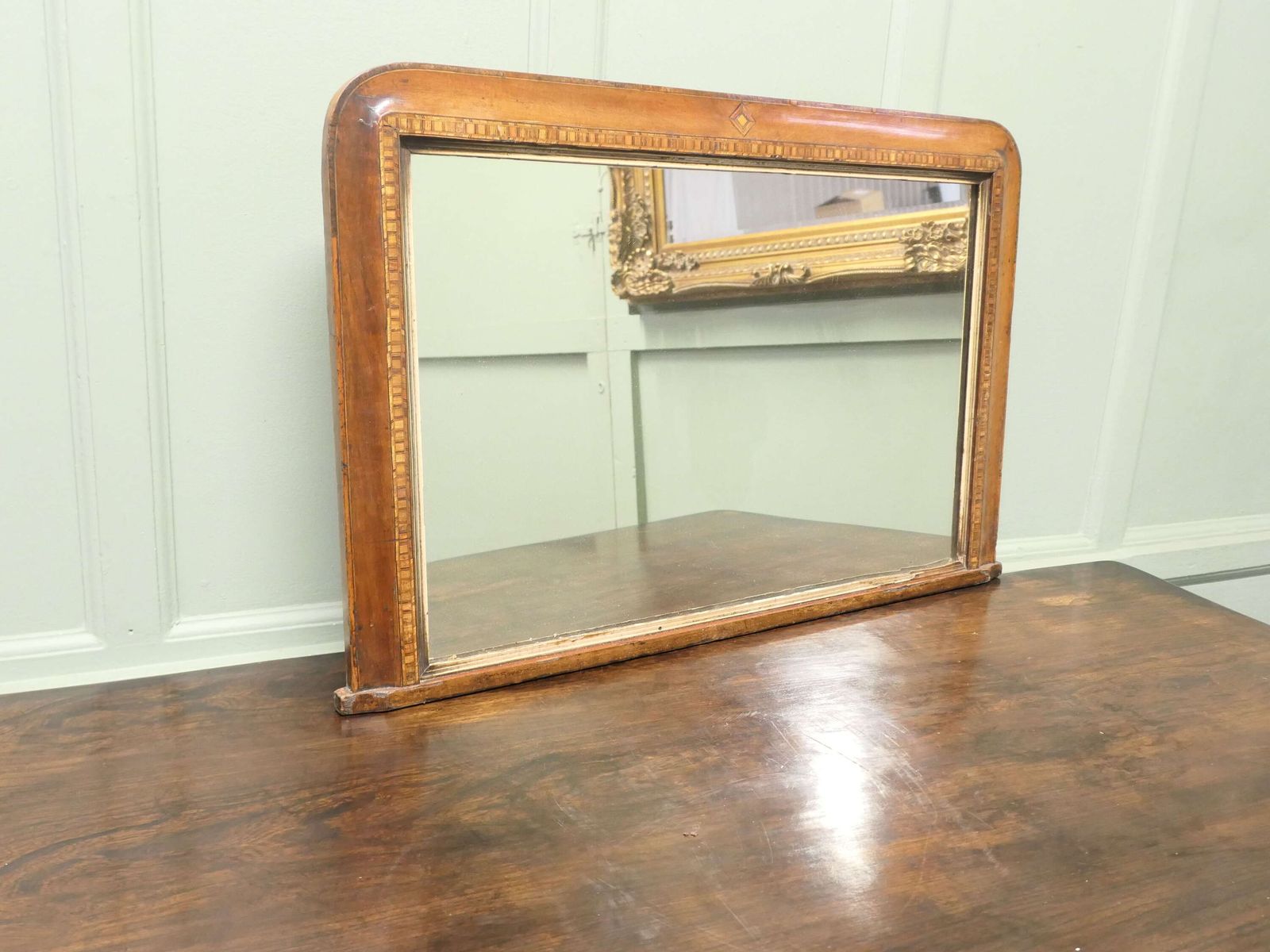 Victorian Inlaid Walnut Overmantel Mirror photo furniture