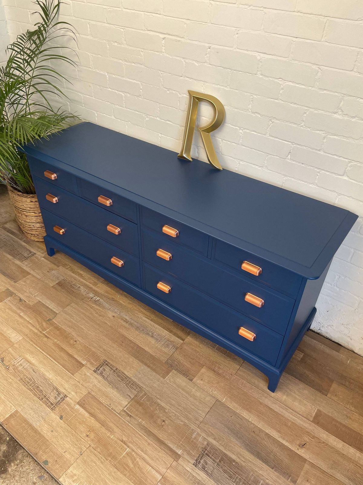 photo for sale Stag Minstrel Captains Chest Painted Cobalt Blue
