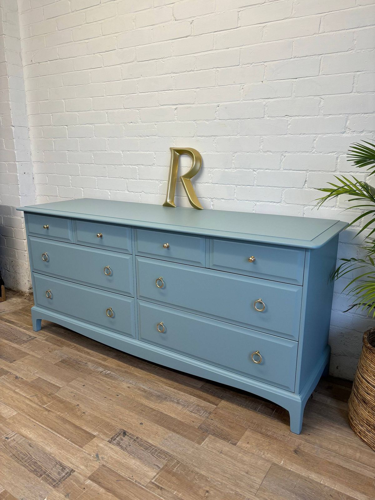 Stag Minstrel Captains Chest Painted Province Blue photo Furniture